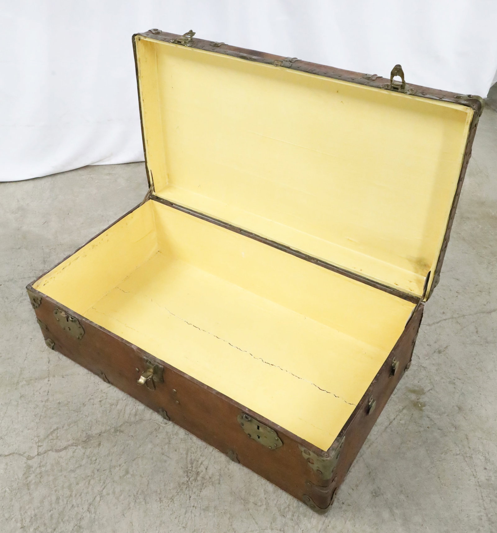TWO ANTIQUE LEATHER STEAMER TRUNKS - 3