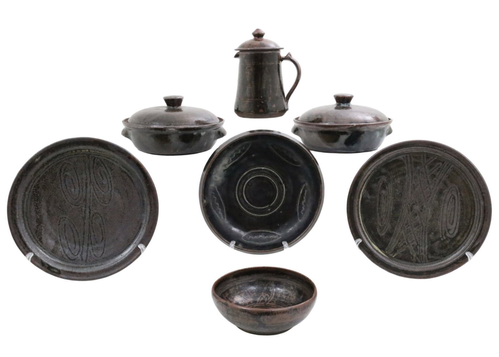 7PC LOT OF SIGNED ABUJA POTTERY (1 of 17)