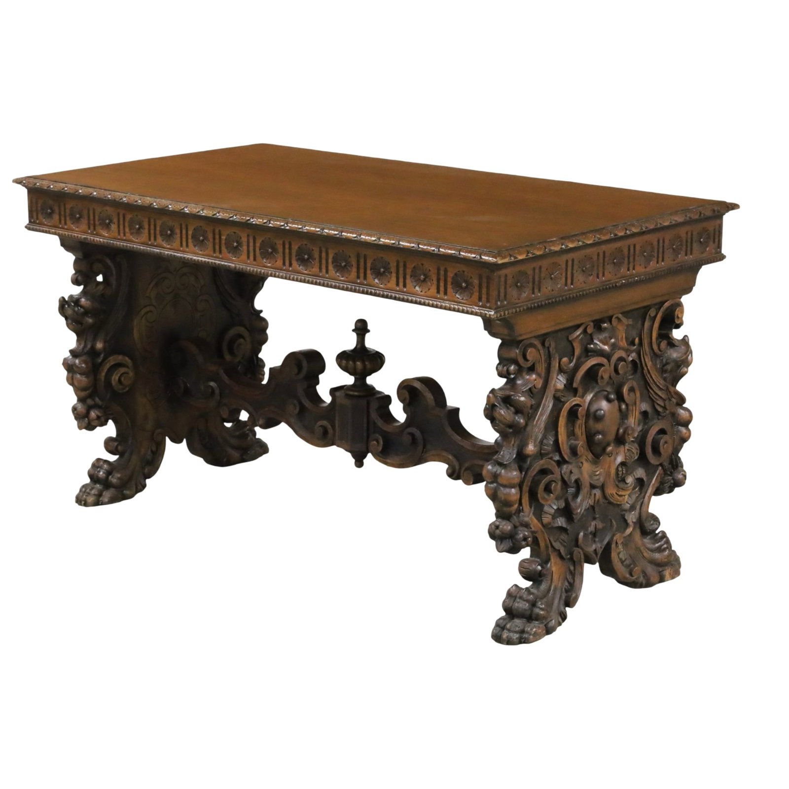 FRENCH WALNUT RENAISSANCE REVIVAL LIBRARY TABLE (1 of 5)