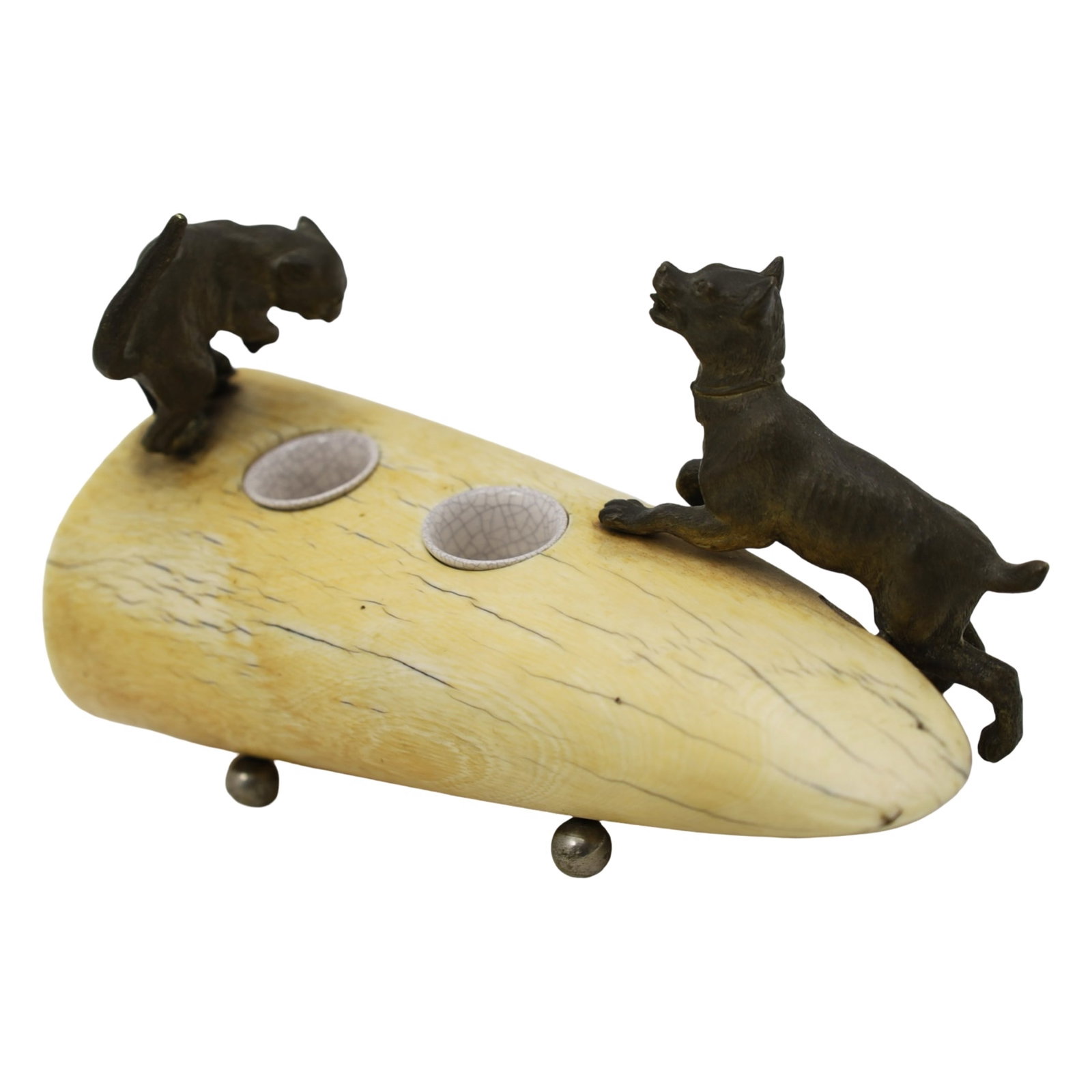 CONTINENTAL WHALE BONE AND BRASS INKWELL (1 of 4)