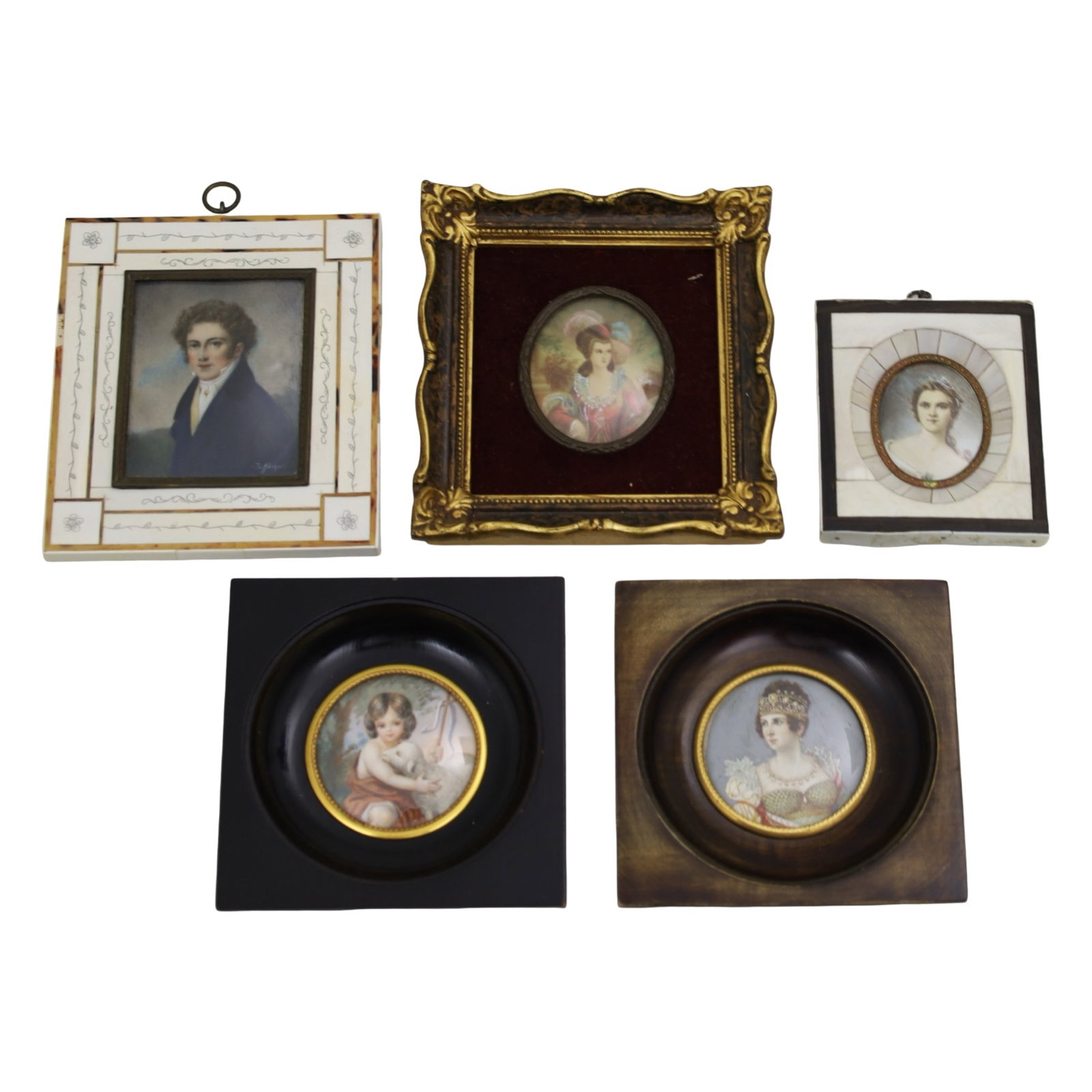 GROUP OF 5 ANTIQUE MINIATURE PORTRAITS (1 of 5)