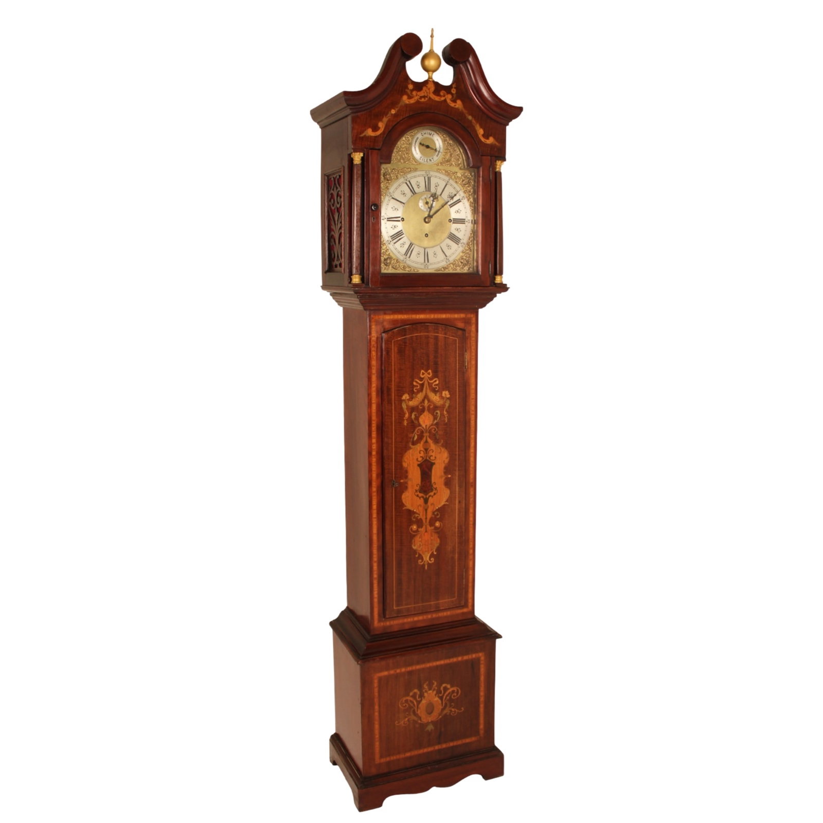ENGLISH INLAID MAHOGANY GRANDFATHER CLOCK (1 of 5)