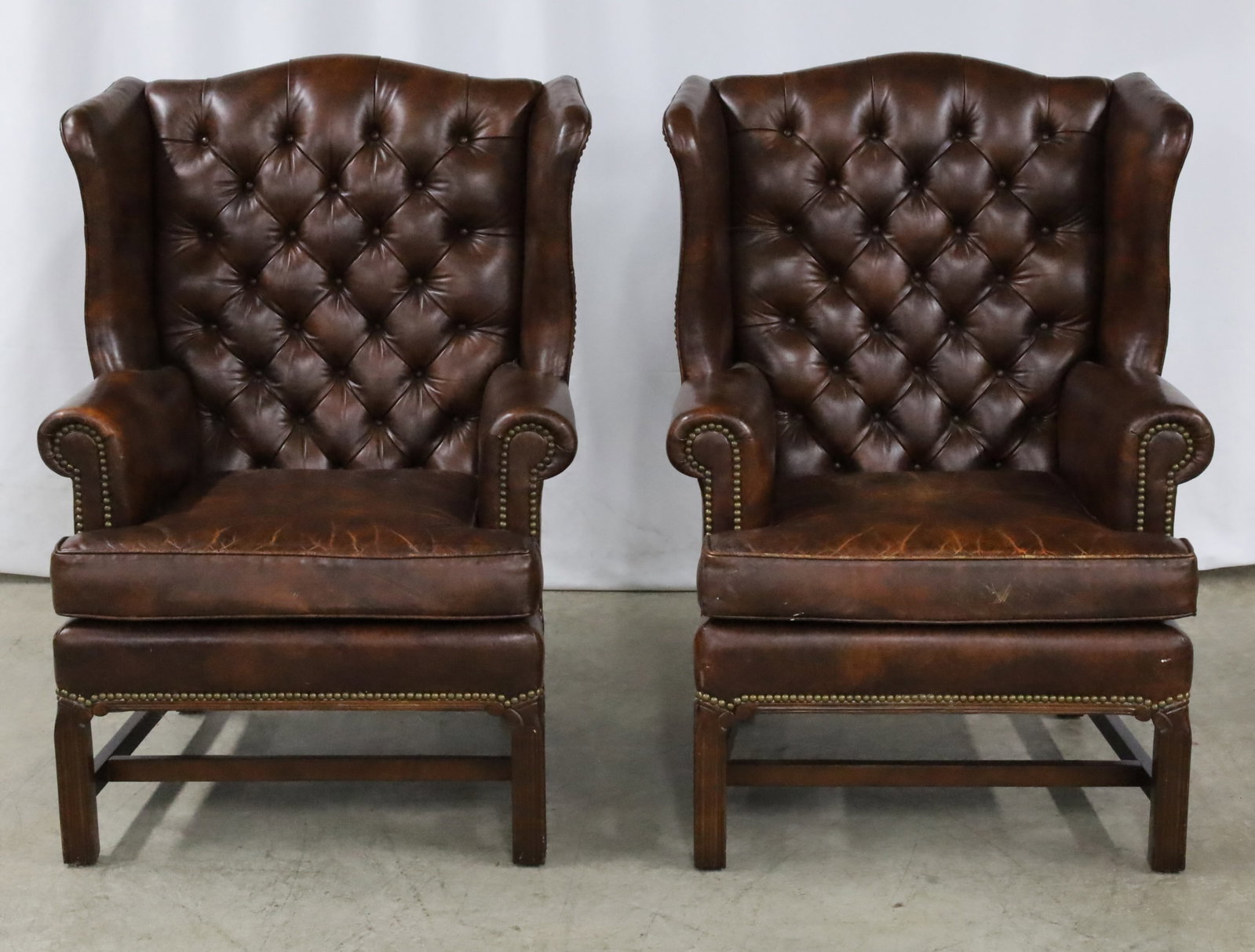 PR TUFTED LEATHER WINGBACK ARMCHAIRS - 2