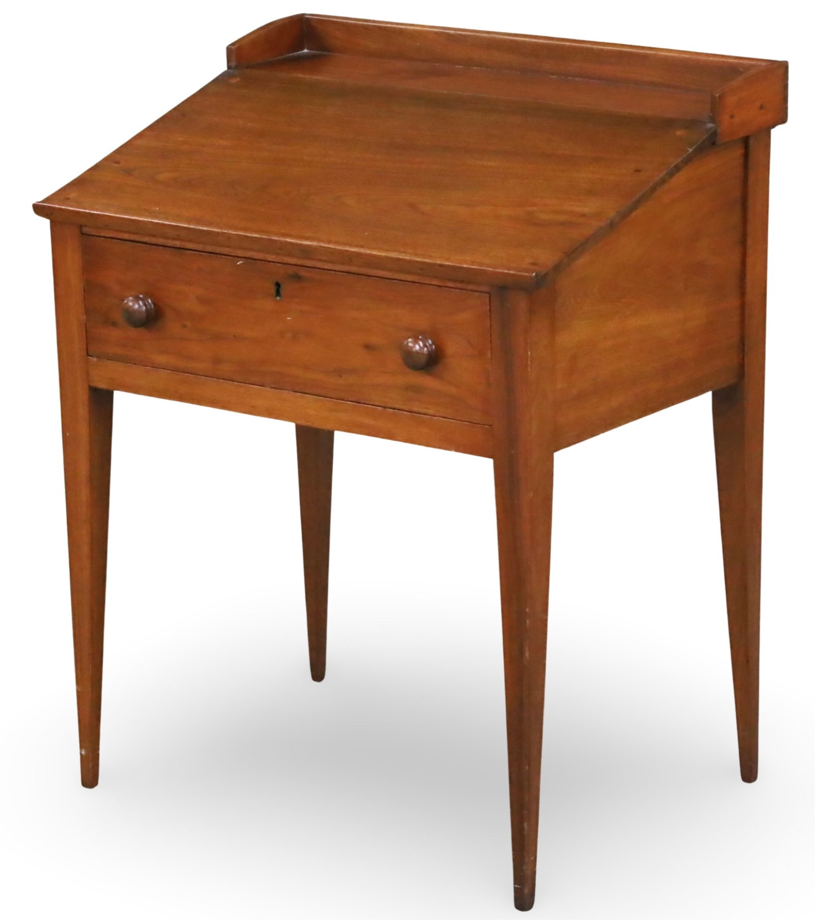 AMERICAN CHERRY SLANT TOP DESK, 19TH C. (1 of 5)