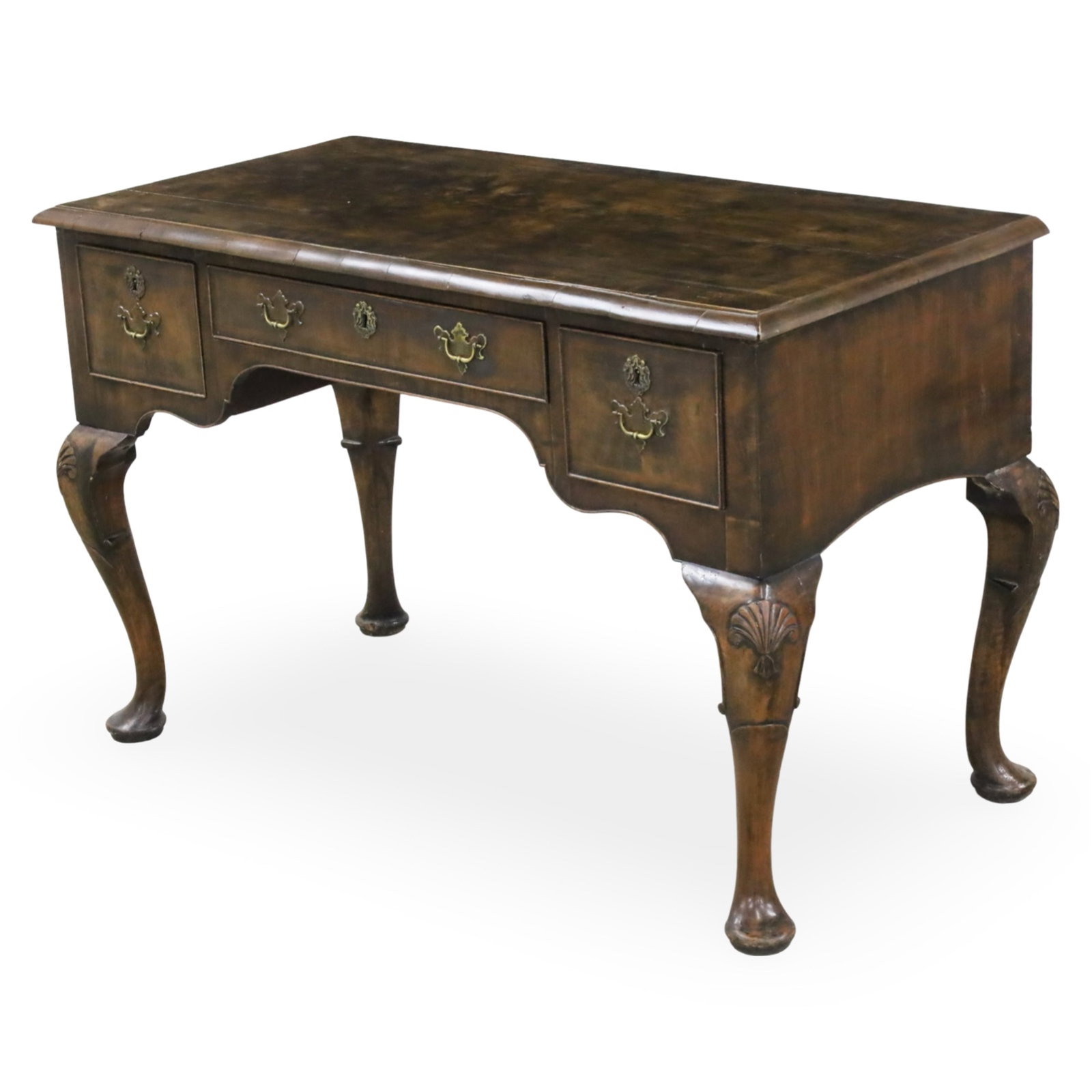 ENGLISH BURL WALNUT WRITING DESK, 19TH C. (1 of 7)
