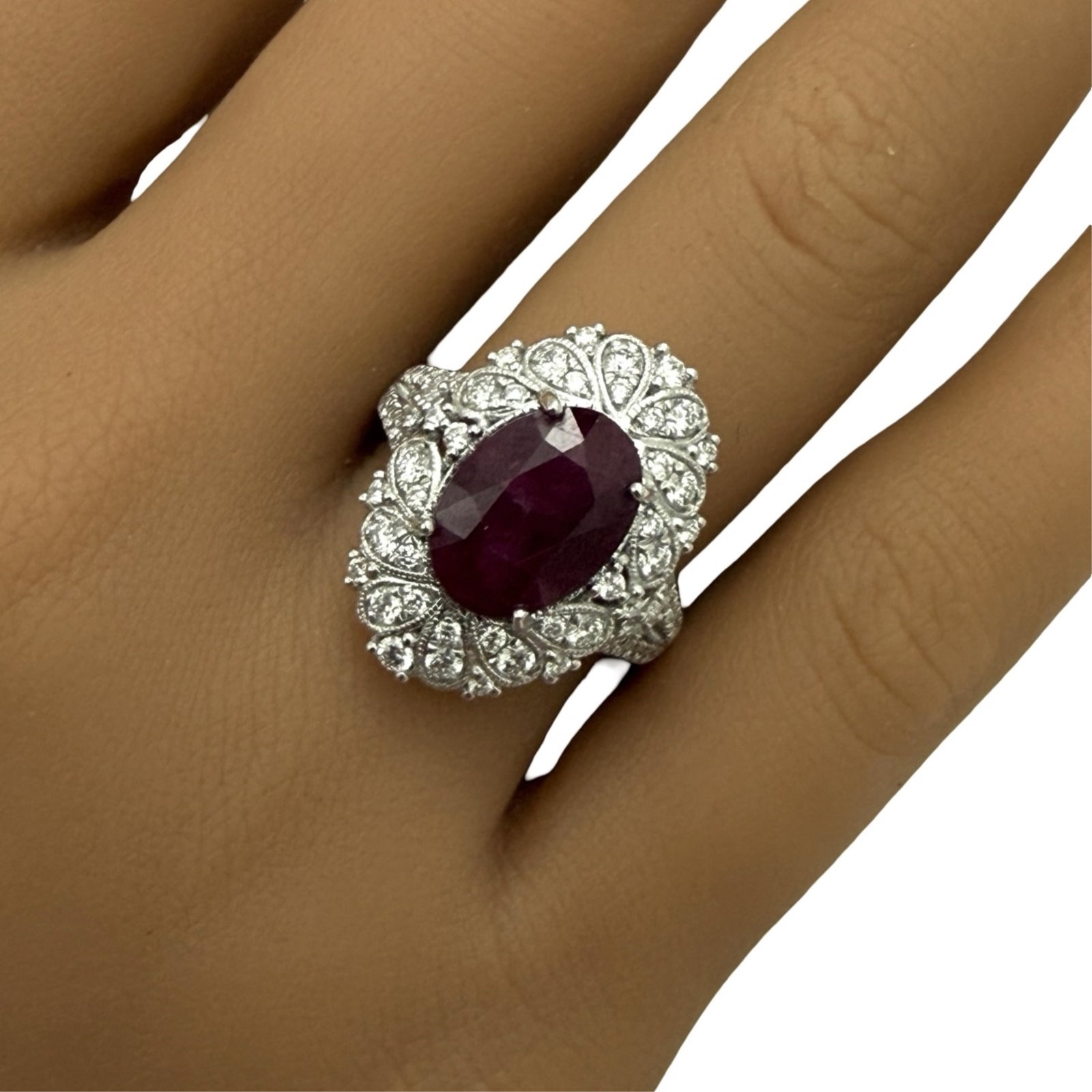GIA BURMESE RUBY 3.95CT RING - 3