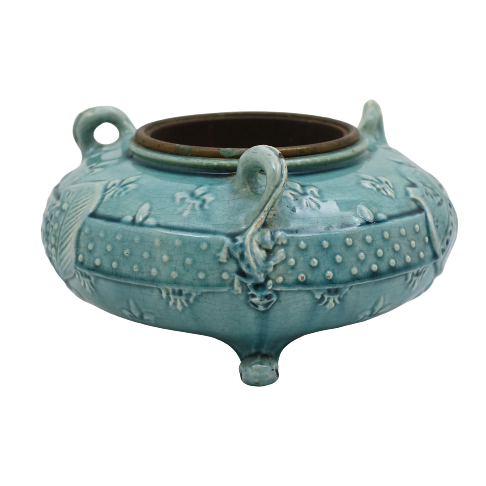 FRENCH BARBOTINE MAJOLICA JARDINIERE (1 of 4)