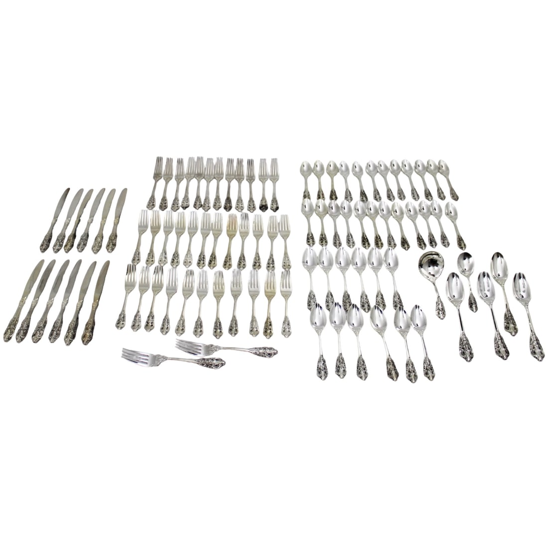 96PC SILVER PLATE FLATWARE, BAROQUE, GODINGER (1 of 6)