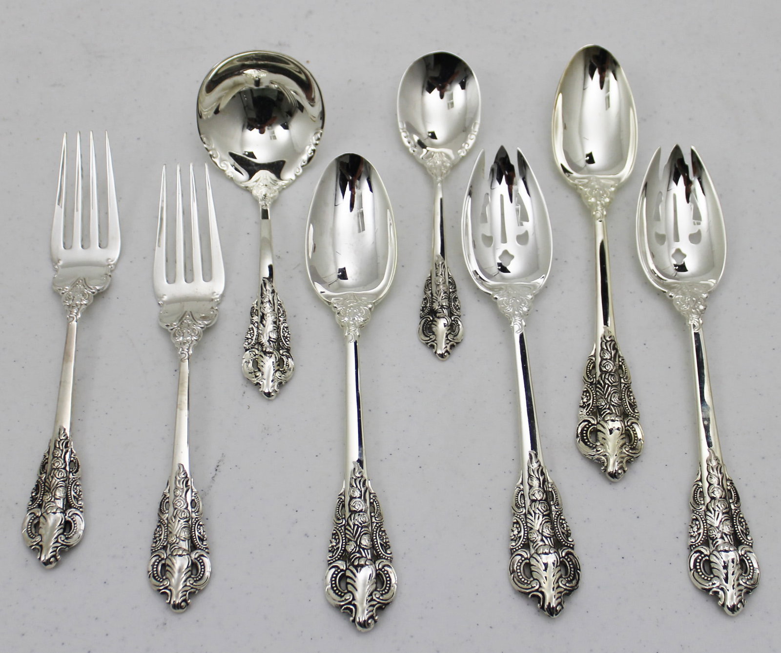96PC SILVER PLATE FLATWARE, BAROQUE, GODINGER - 5