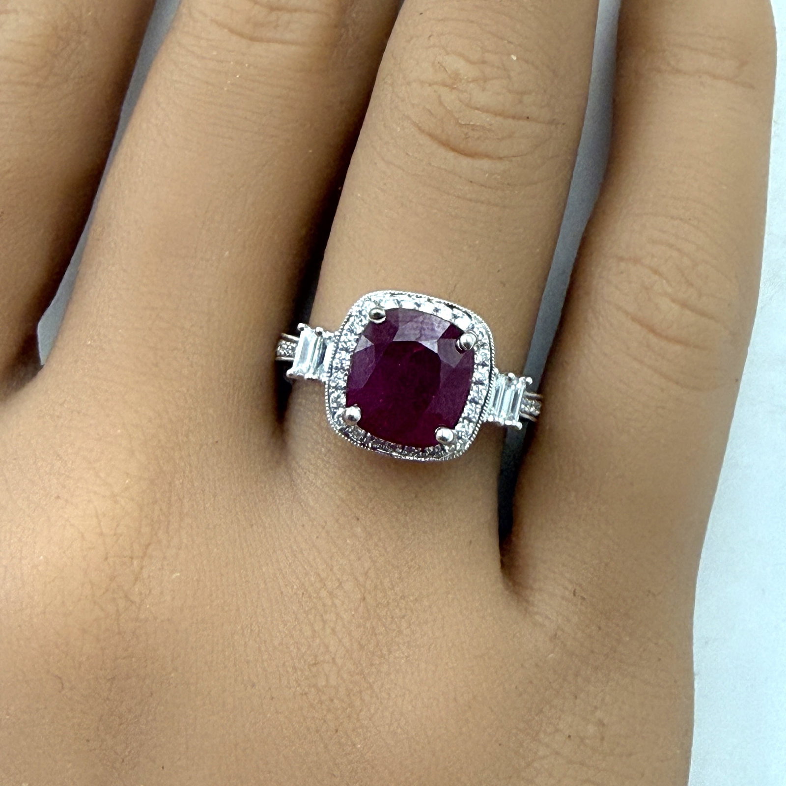 18K BURMESE RUBY AND DIAMOND RING,GIA - 2