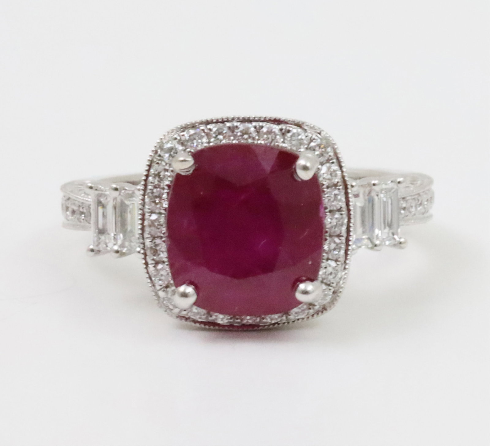 18K BURMESE RUBY AND DIAMOND RING,GIA - 3