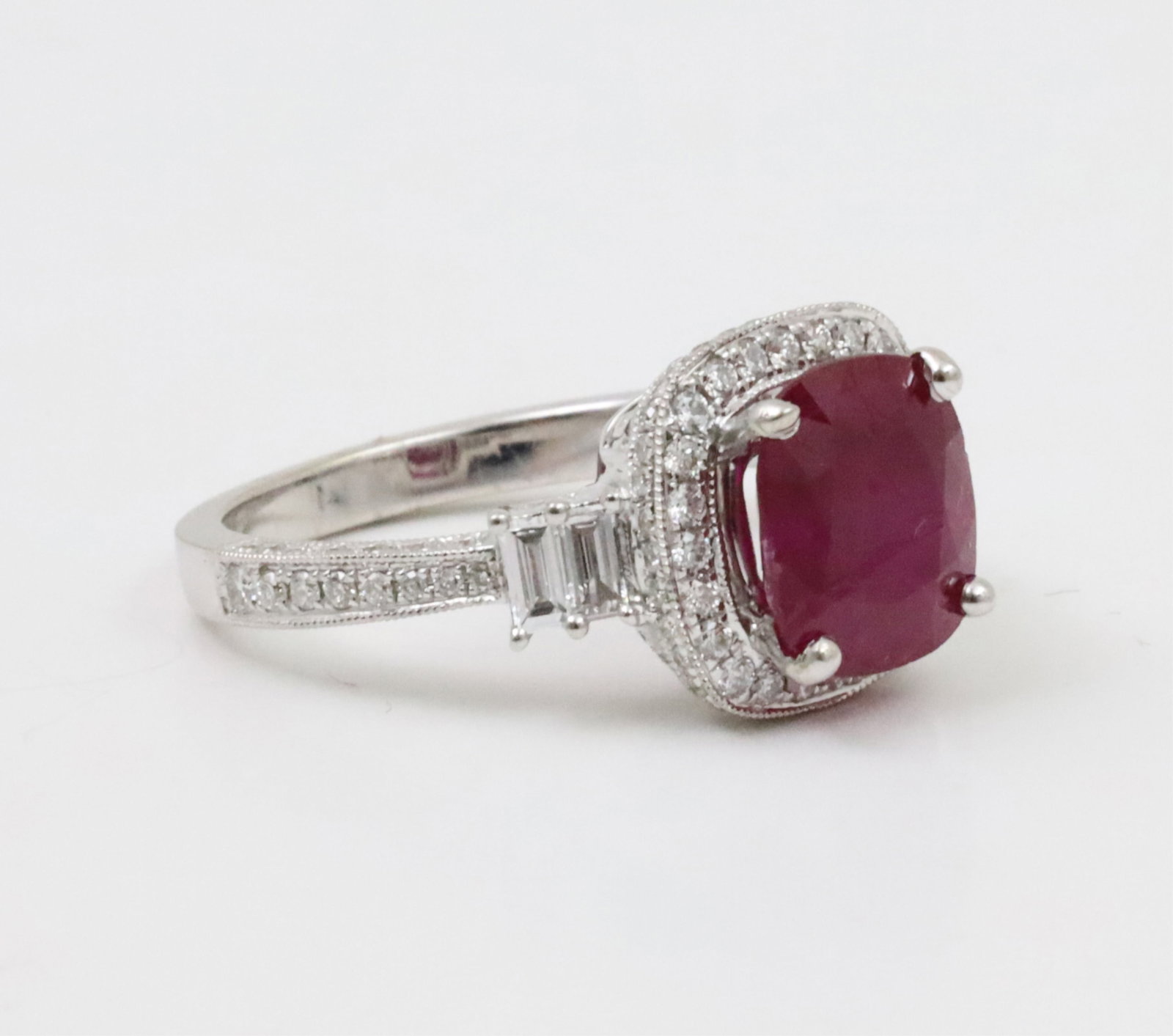 18K BURMESE RUBY AND DIAMOND RING,GIA - 4