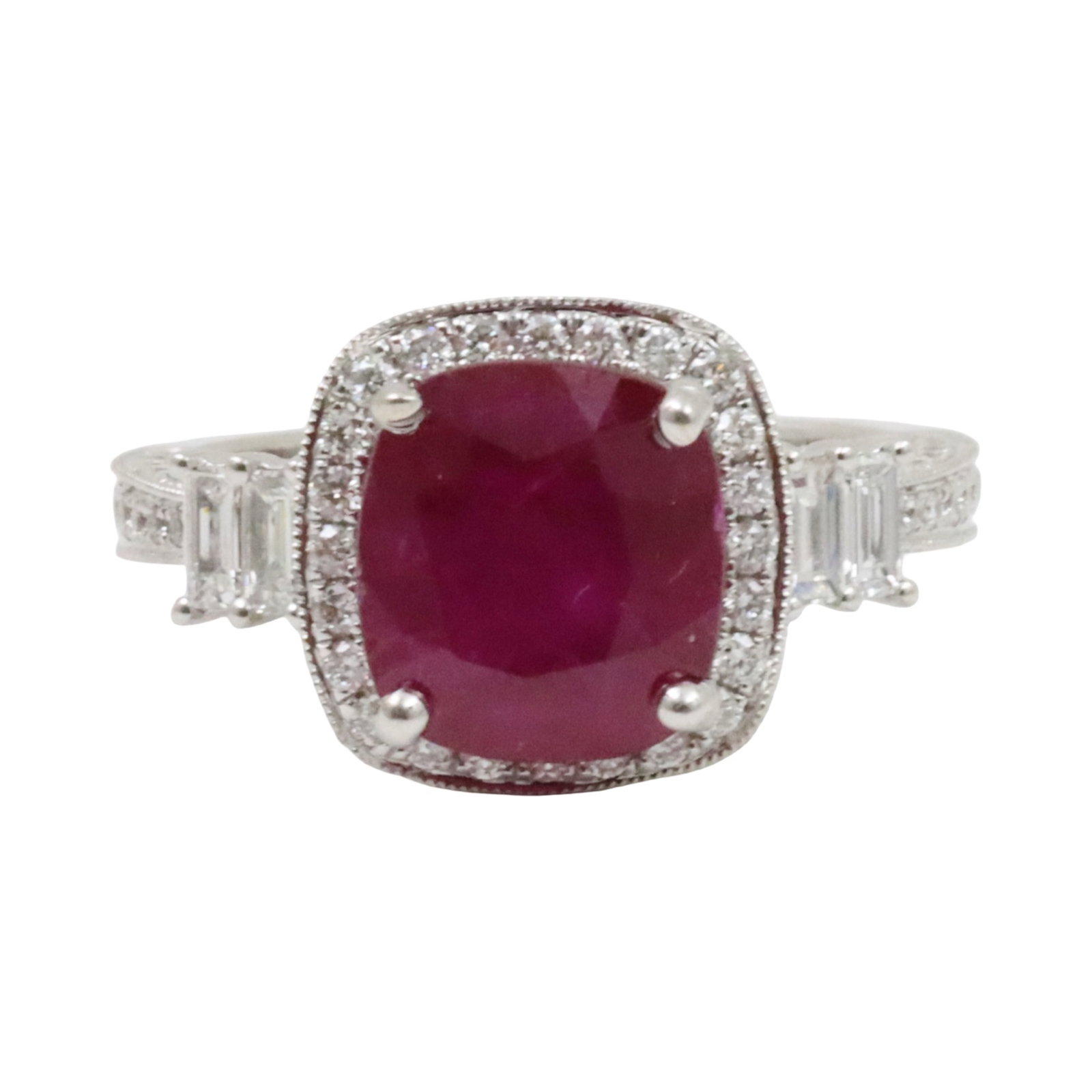 18K BURMESE RUBY AND DIAMOND RING,GIA - 7