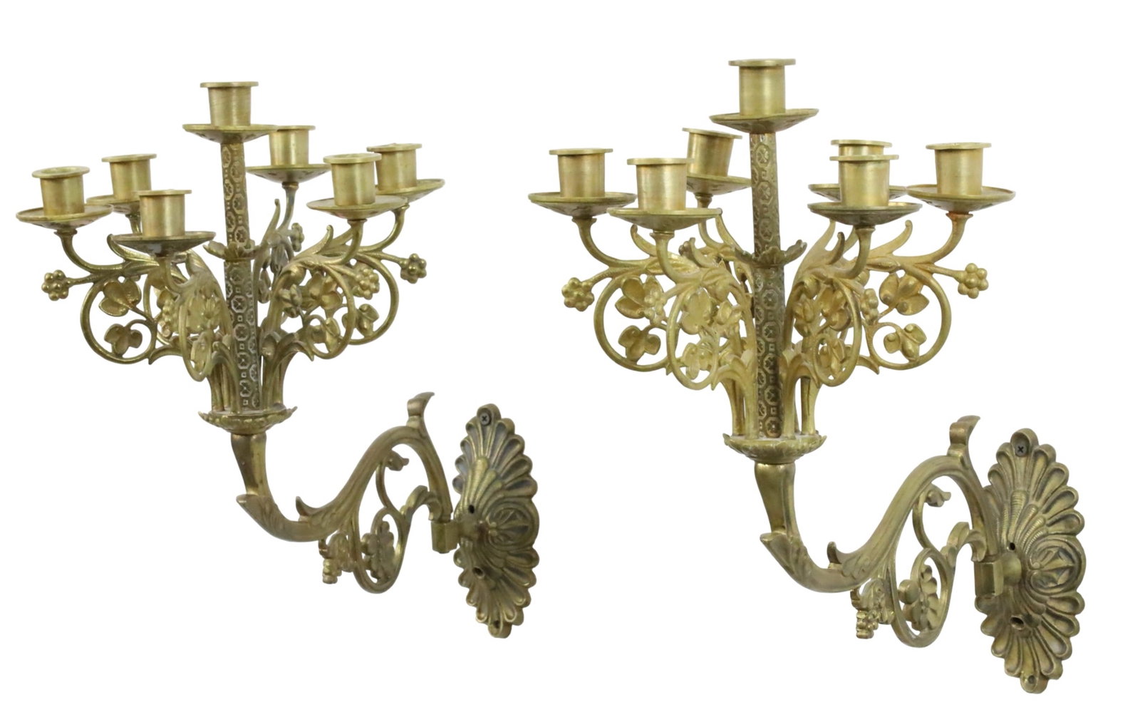 PR LOUIS XV STYLE GILT BRONZE 7 LIGHT WALL SCONCES (1 of 2)