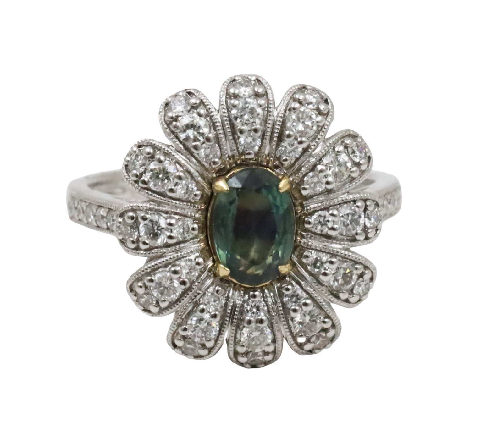 18K ALEXANDRITE AND DIAMOND RING - 2