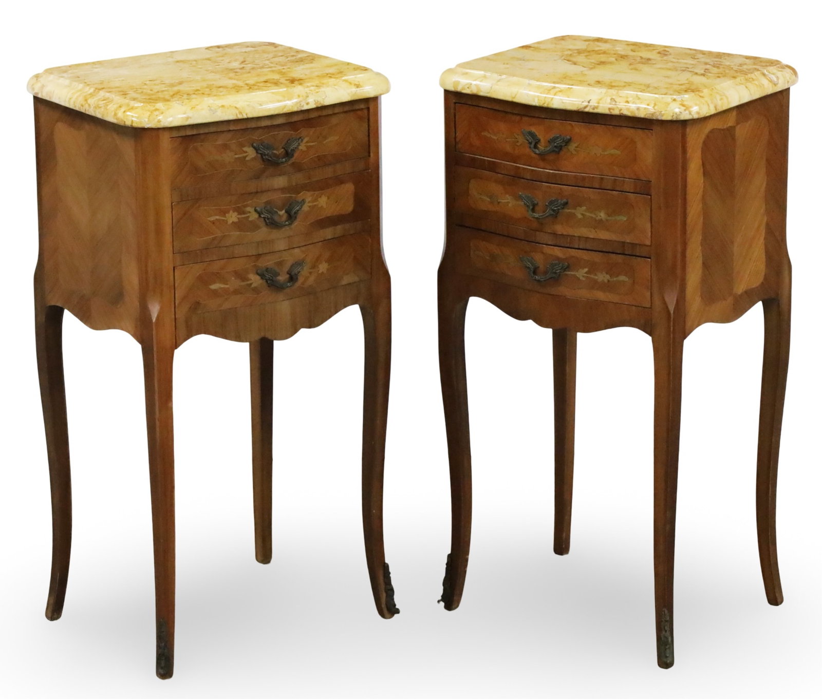 PR LOUIS XV STYLE MARQUETRY BEDSIDE COMMODES (1 of 5)
