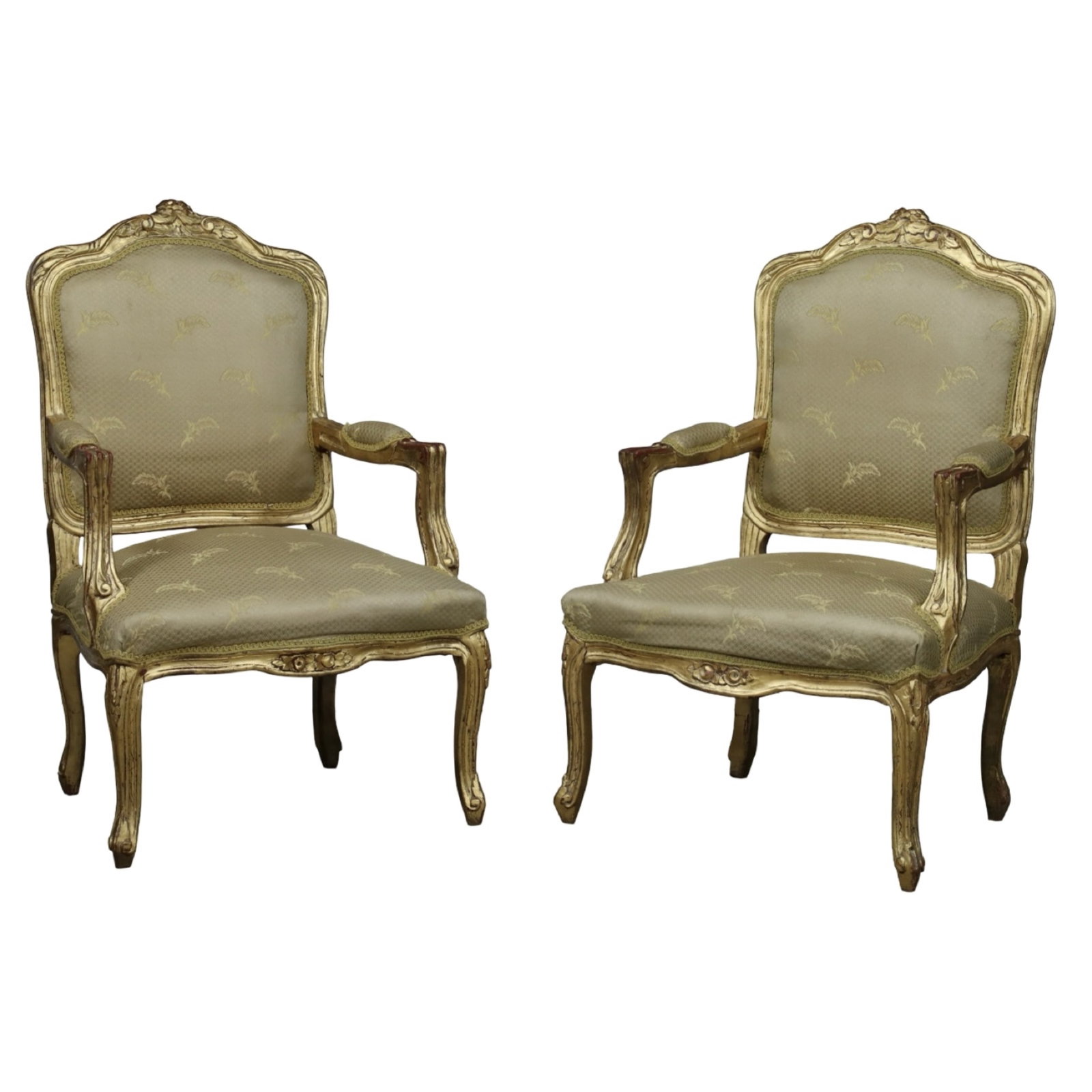 PR OF FRENCH LOUIS XV STYLE GILT FAUTEUILS (1 of 4)
