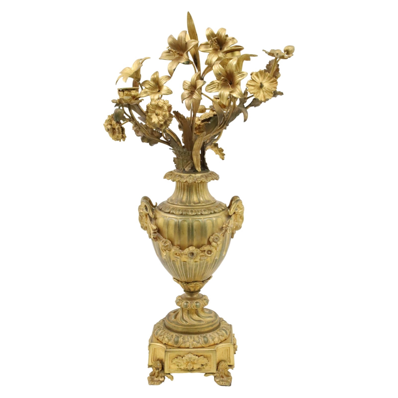 FRENCH GILT BRONZE URN AND LILY CANDELABRA (1 of 6)