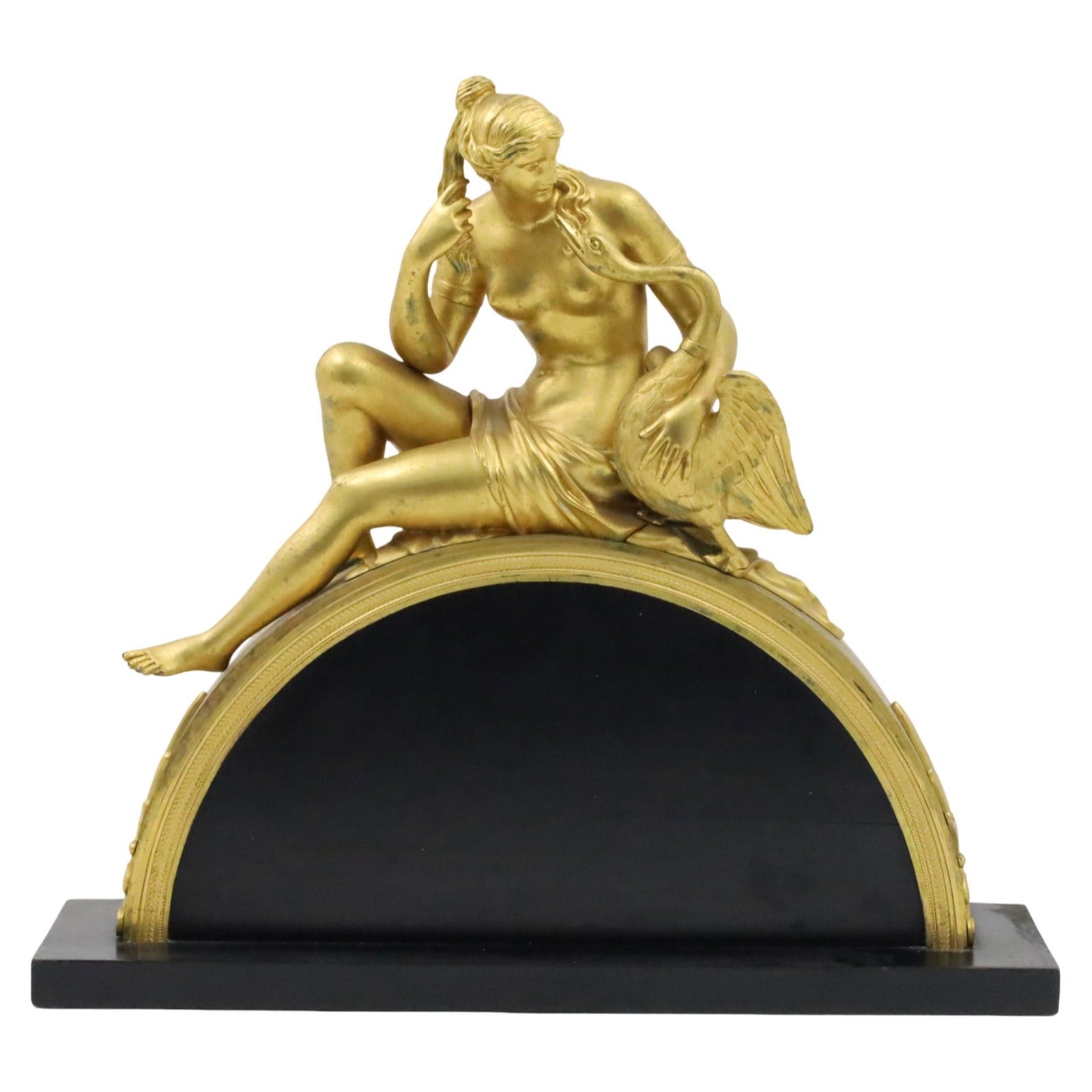 FRENCH GILT BRONZE SCULPTURE OF GODDESS AND SWAN (1 of 5)