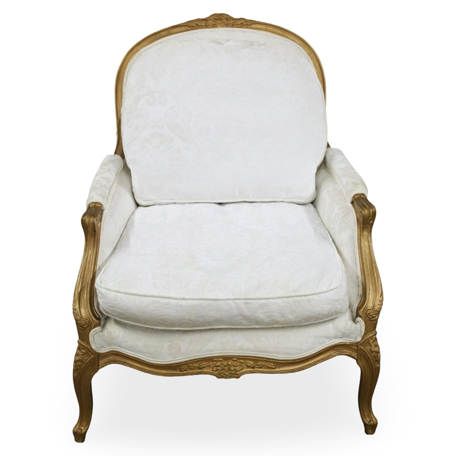 LOUIS XV STYLE FRENCH GILTWOOD BERGERE, 19TH C. (1 of 5)