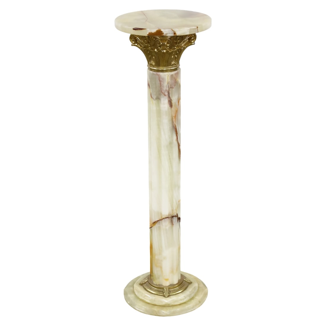 ONYX GILT BRONZE CORINTHIAN FORM PEDASTAL (1 of 5)