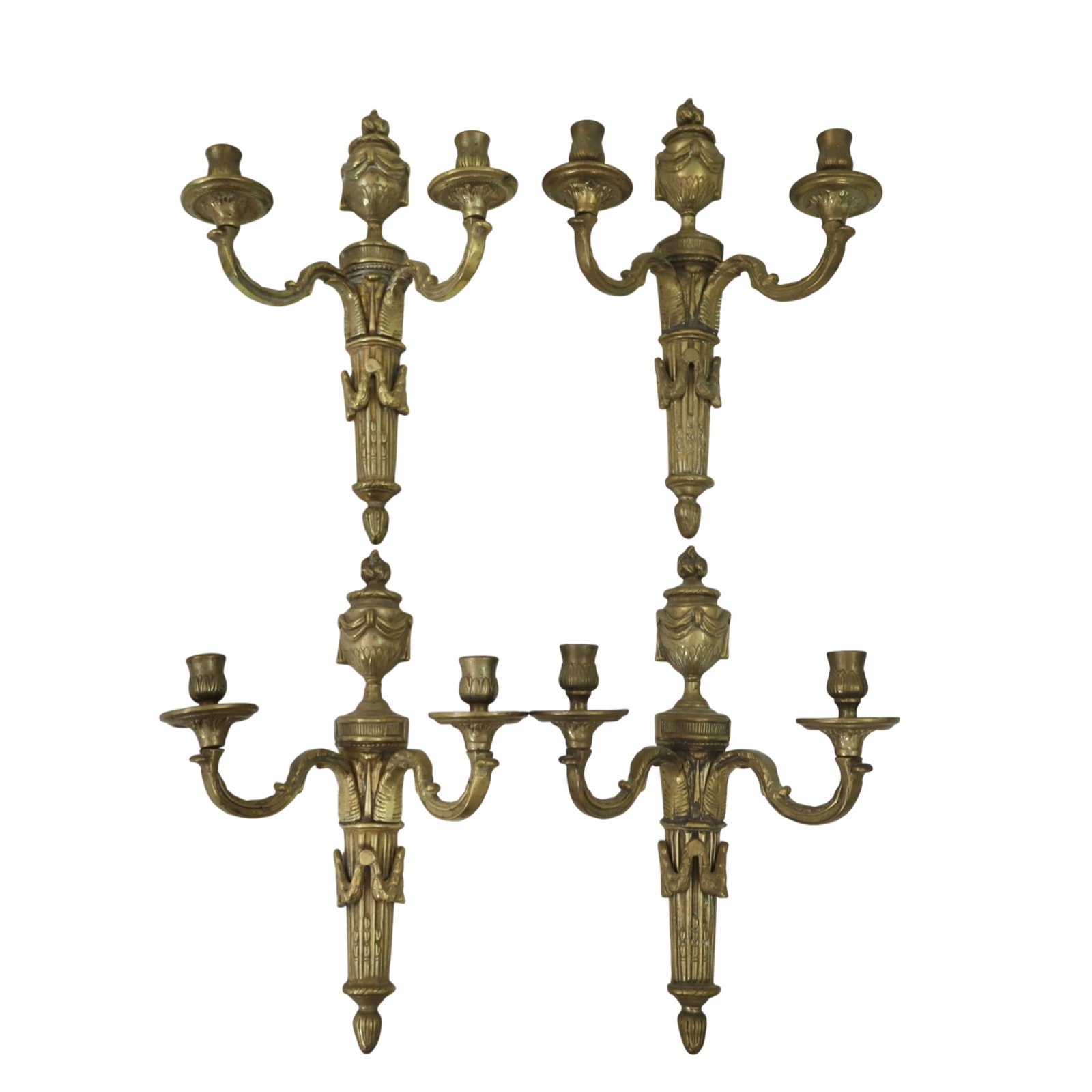 SET OF FOUR FRENCH STYLE BRONZE WALL SCONCES (1 of 2)