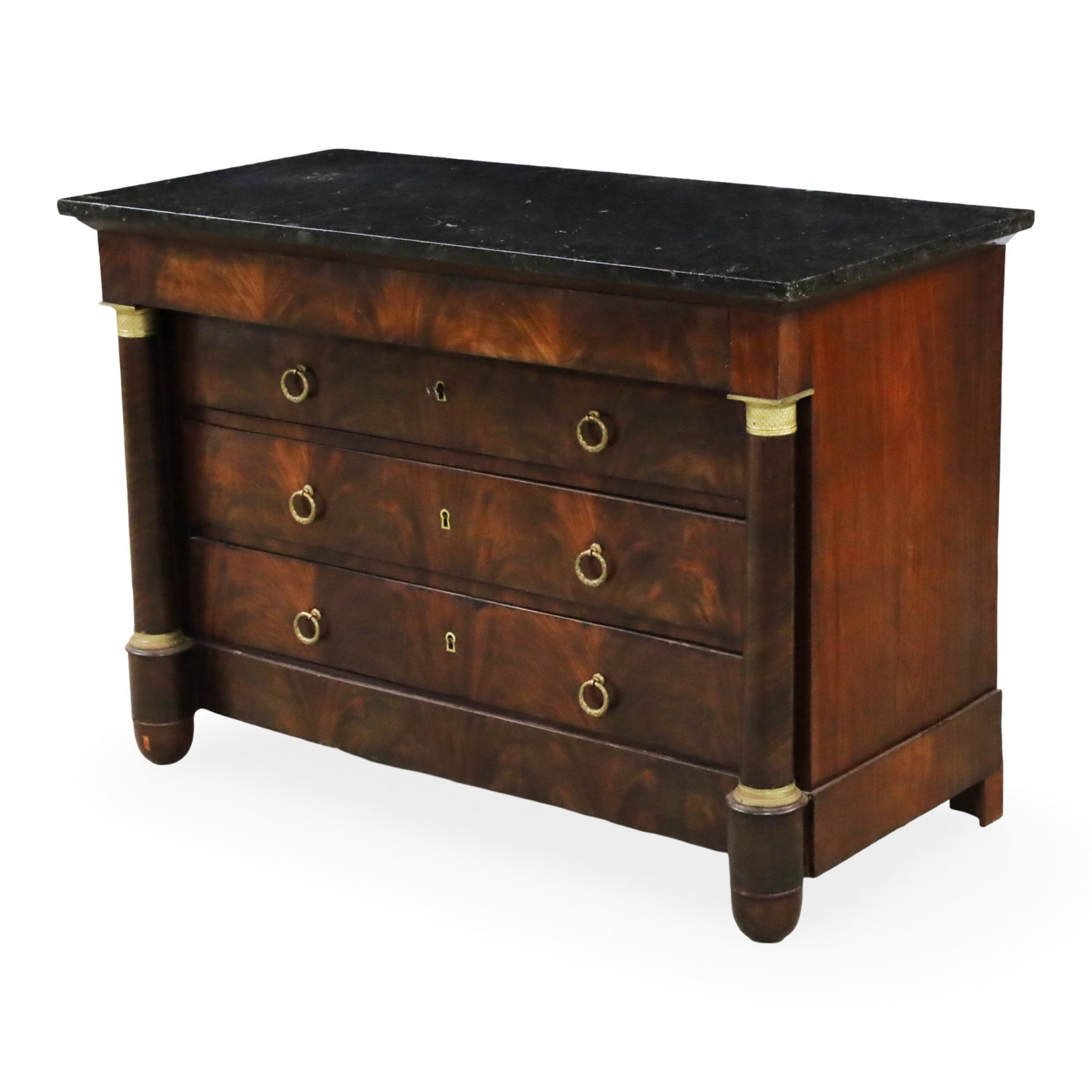 FRENCH EMPIRE BRZ MTD MAHOGANY COMMODE (1 of 5)