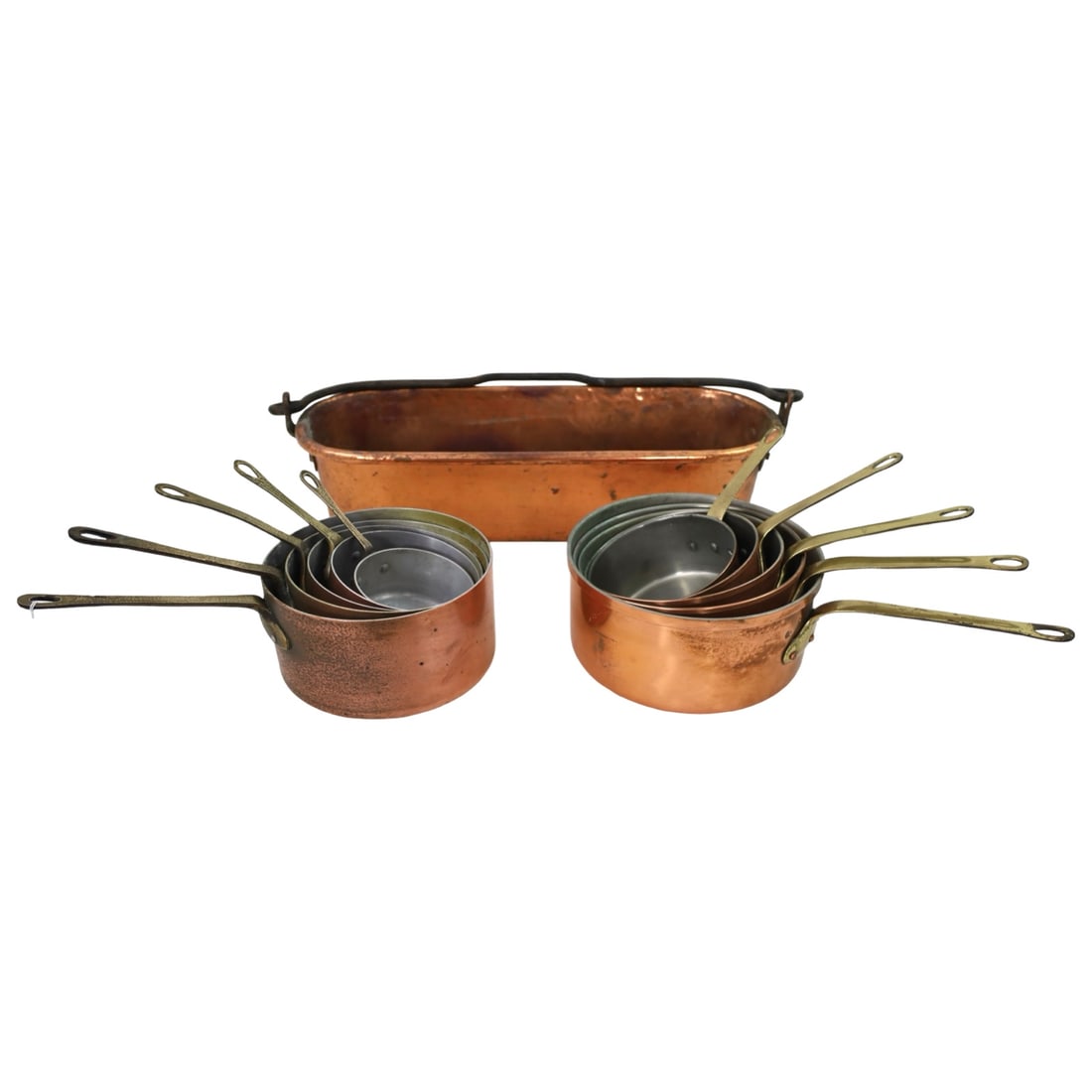 ANTIQUE FRENCH COPPER PAN SETS & FISH PAN (1 of 7)