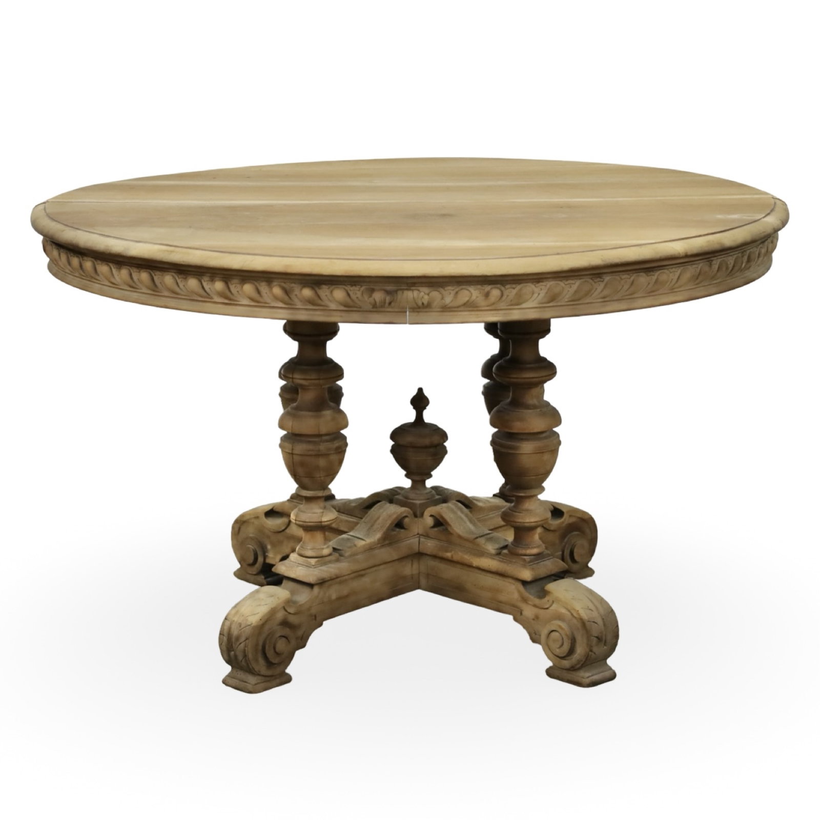 FRENCH PROVINCIAL BLEACHED ROUND PEDESTAL DINING T (1 of 4)