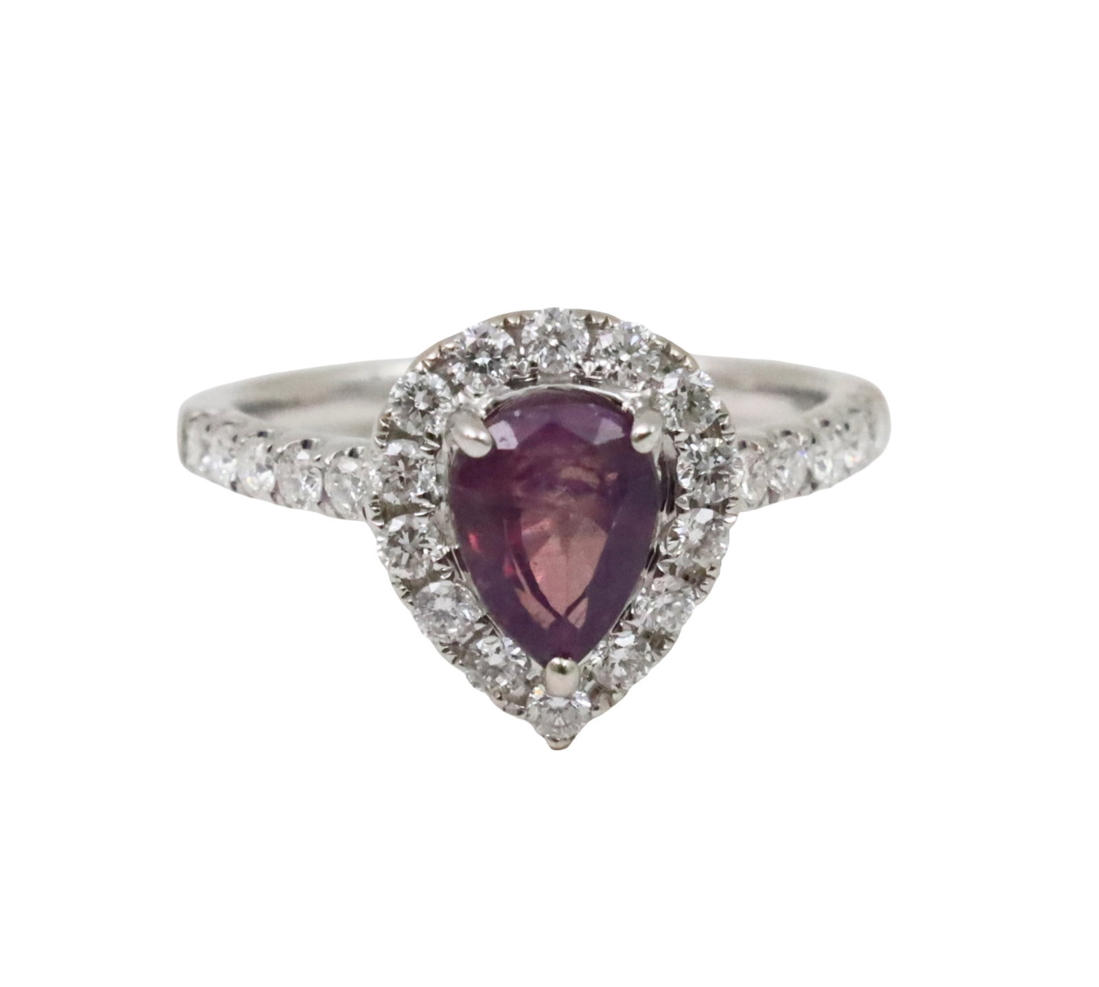 18K GIA KASHMIR SAPPHIRE AND DIAMOND RING: 18k white gold ring mounted with GIA natural kashmir sapphire weighing 1.6ct surrouned by 24 brillian cut diamonds with .54cts . total weight is 3.6grams. size 6. Please see all photos, appraisal,