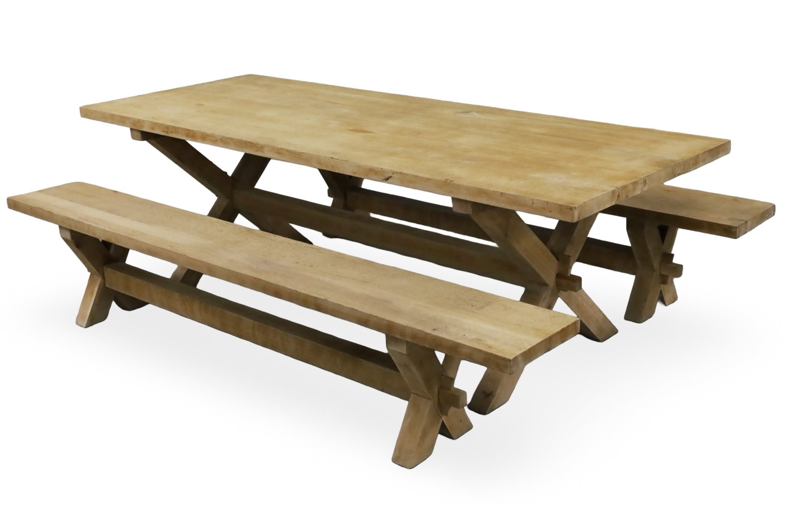 NATURAL FRENCH OAK FARM TABLE AND BENCHES (1 of 6)