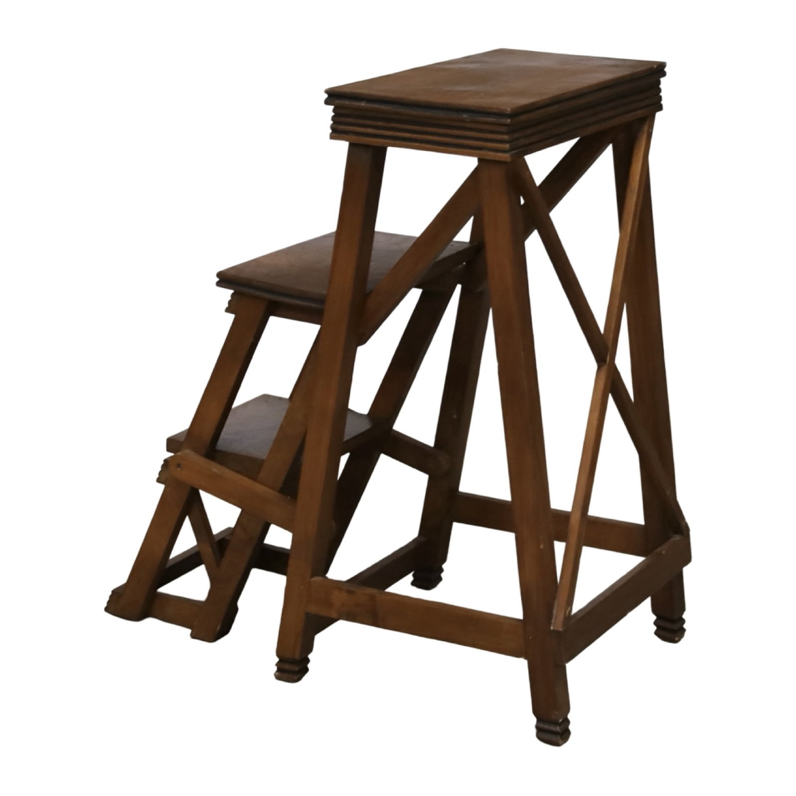 FRENCH WALNUT LIBRARY STEP STOOL (1 of 5)