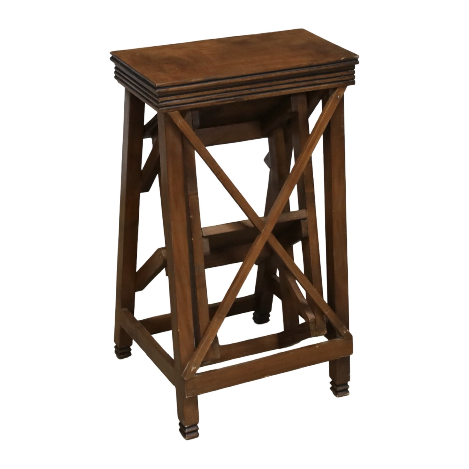 FRENCH WALNUT LIBRARY STEP STOOL - 2