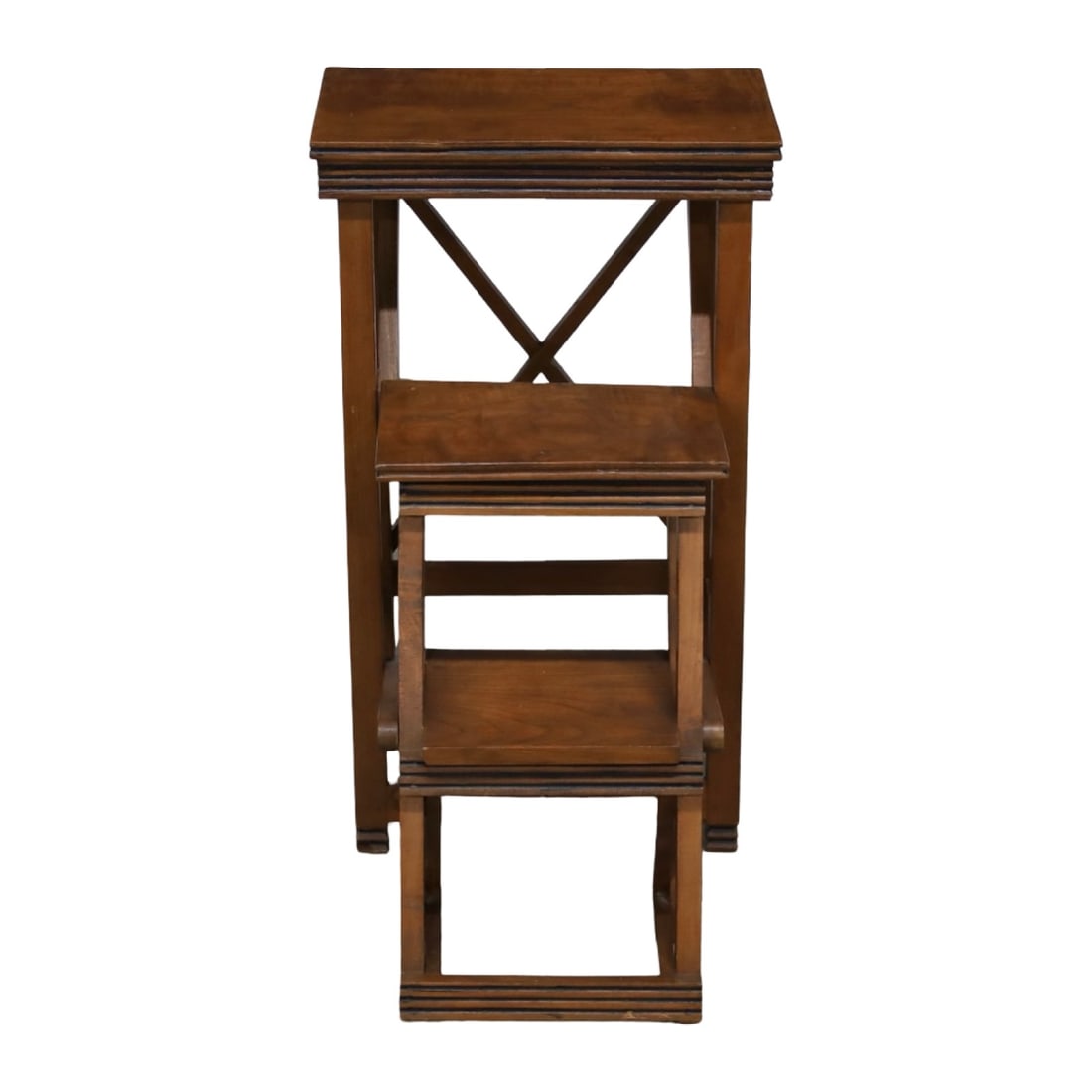 FRENCH WALNUT LIBRARY STEP STOOL - 4
