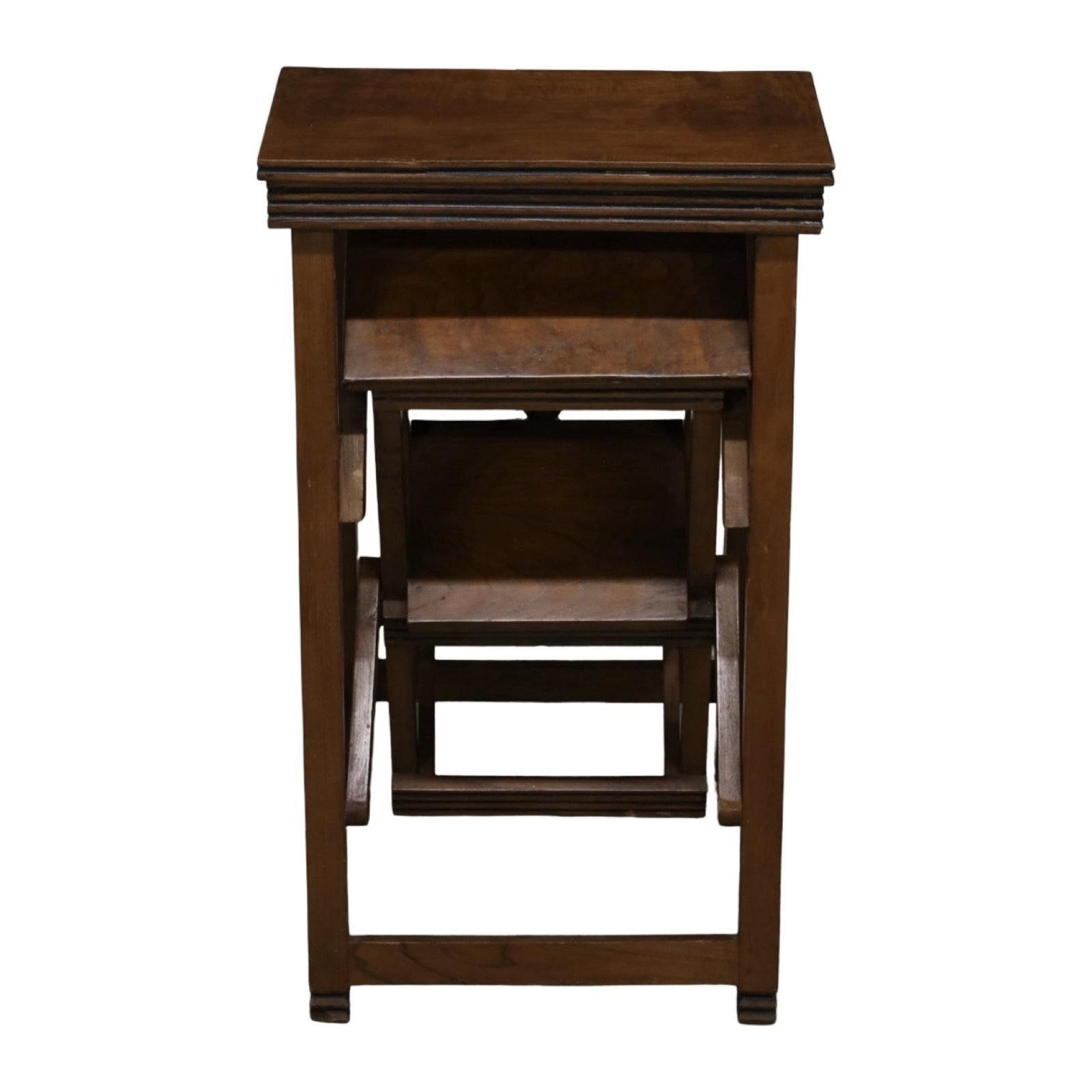 FRENCH WALNUT LIBRARY STEP STOOL - 5