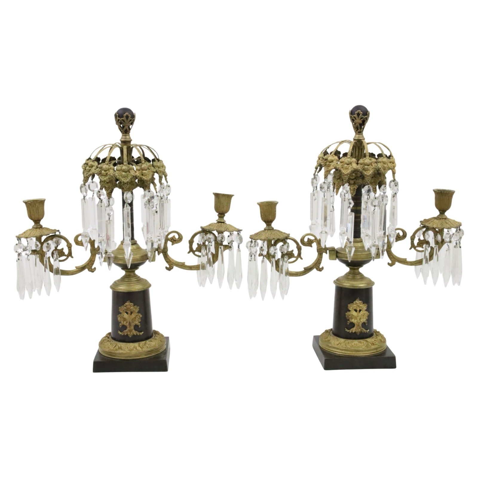 PR OF FRENCH GILT BRONZE AND MARBLE GIRANDOLES (1 of 4)