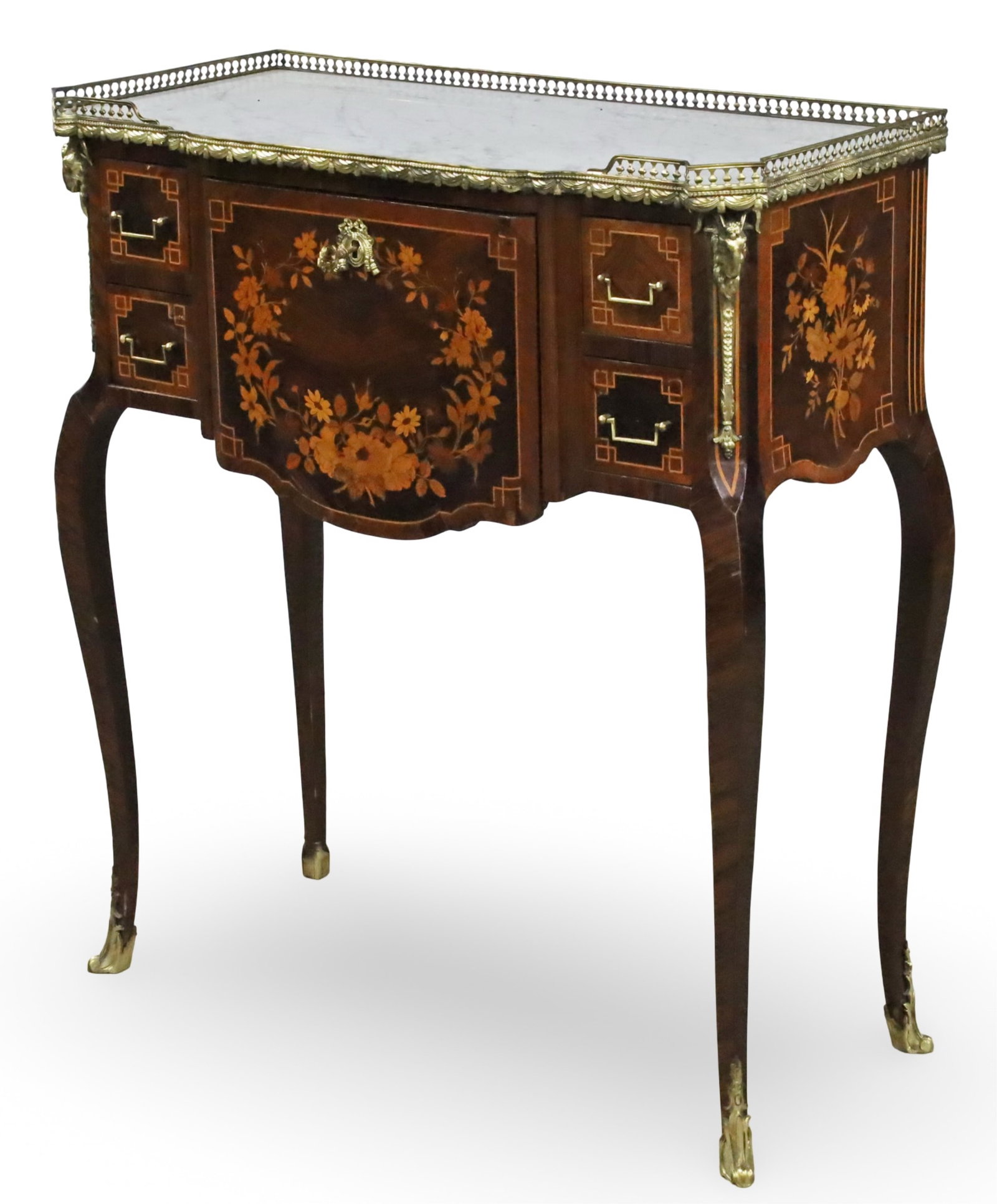 LOUIS XV STYLE BRZ MTD MARQUETRY SERVICE TABLE (1 of 8)