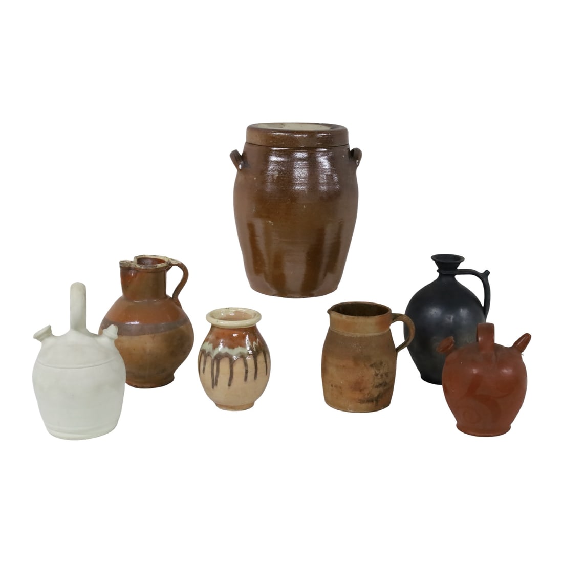 7PC FRENCH TERRA COTTA AND GLAZED CERAMICS (1 of 6)