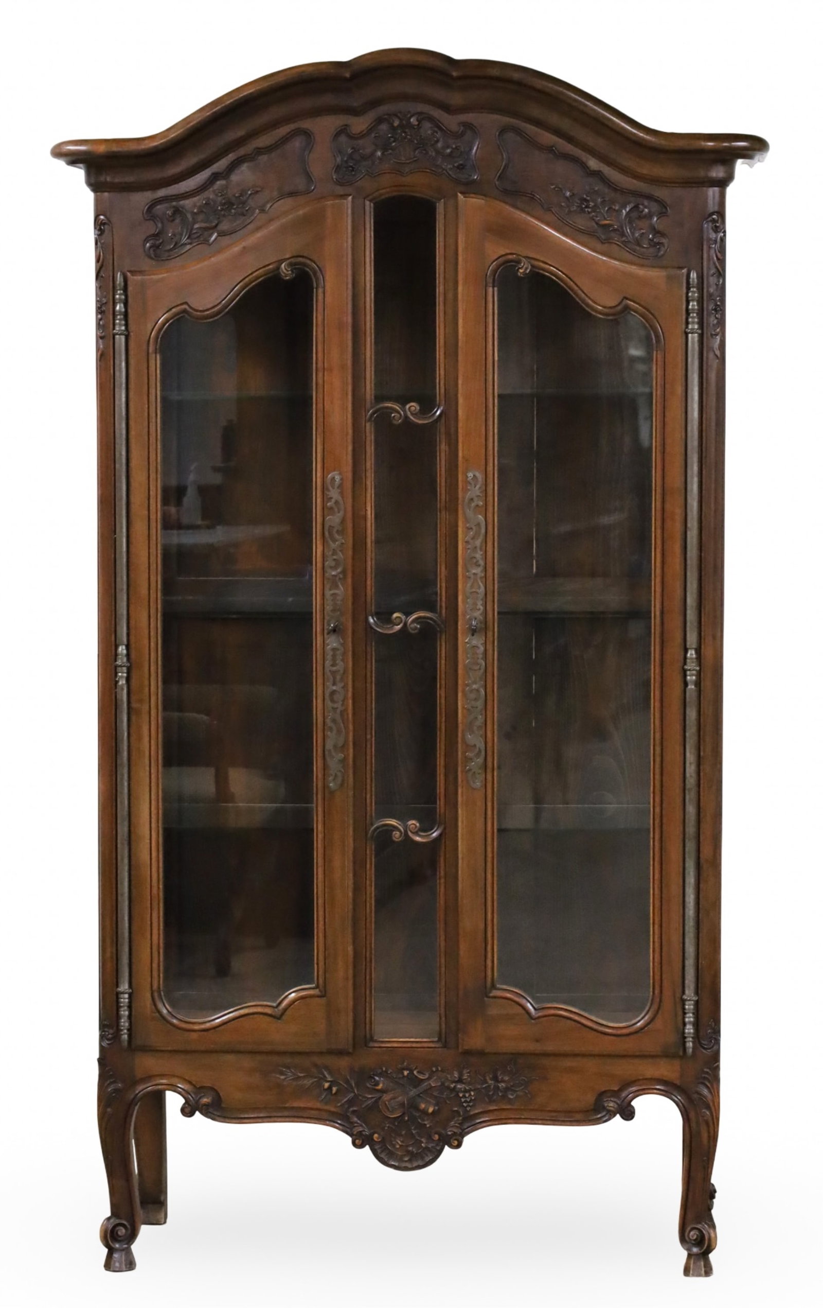 LOUIS XV STYLE WALNUT VITRINE ARMOIRE (1 of 6)