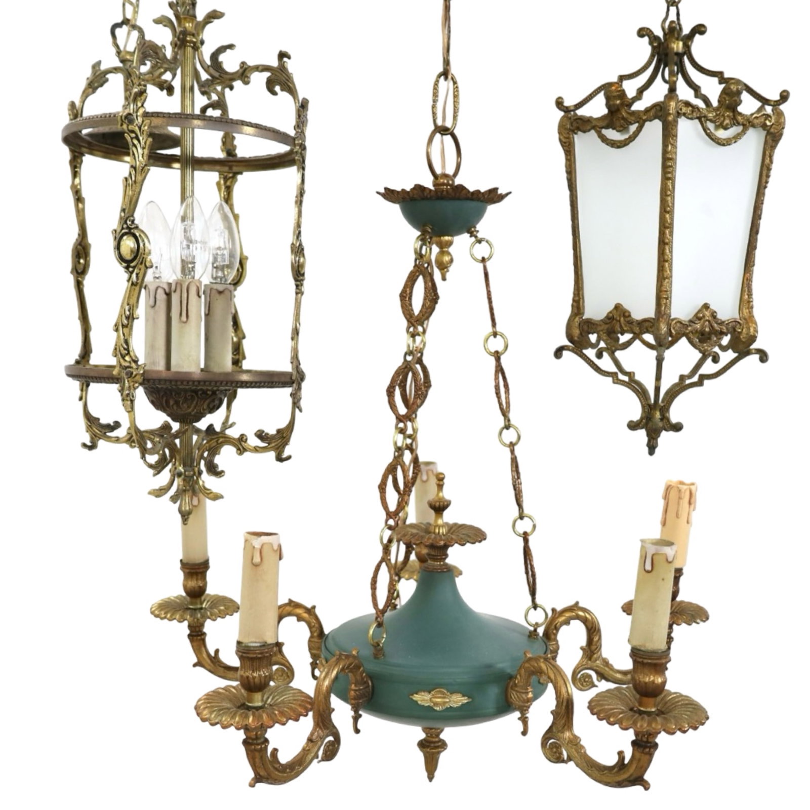 COLLECTION OF THREE FRENCH BRONZE LIGHT FIXTURES (1 of 7)