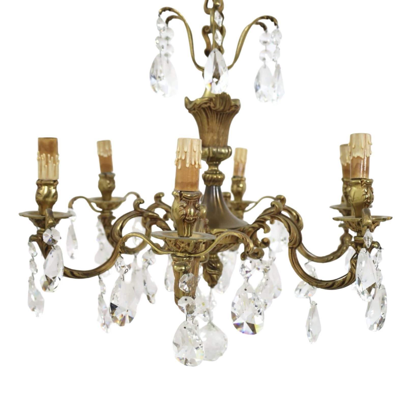 FRENCH BRONZE & CRYSTAL CHANDELIER (1 of 4)
