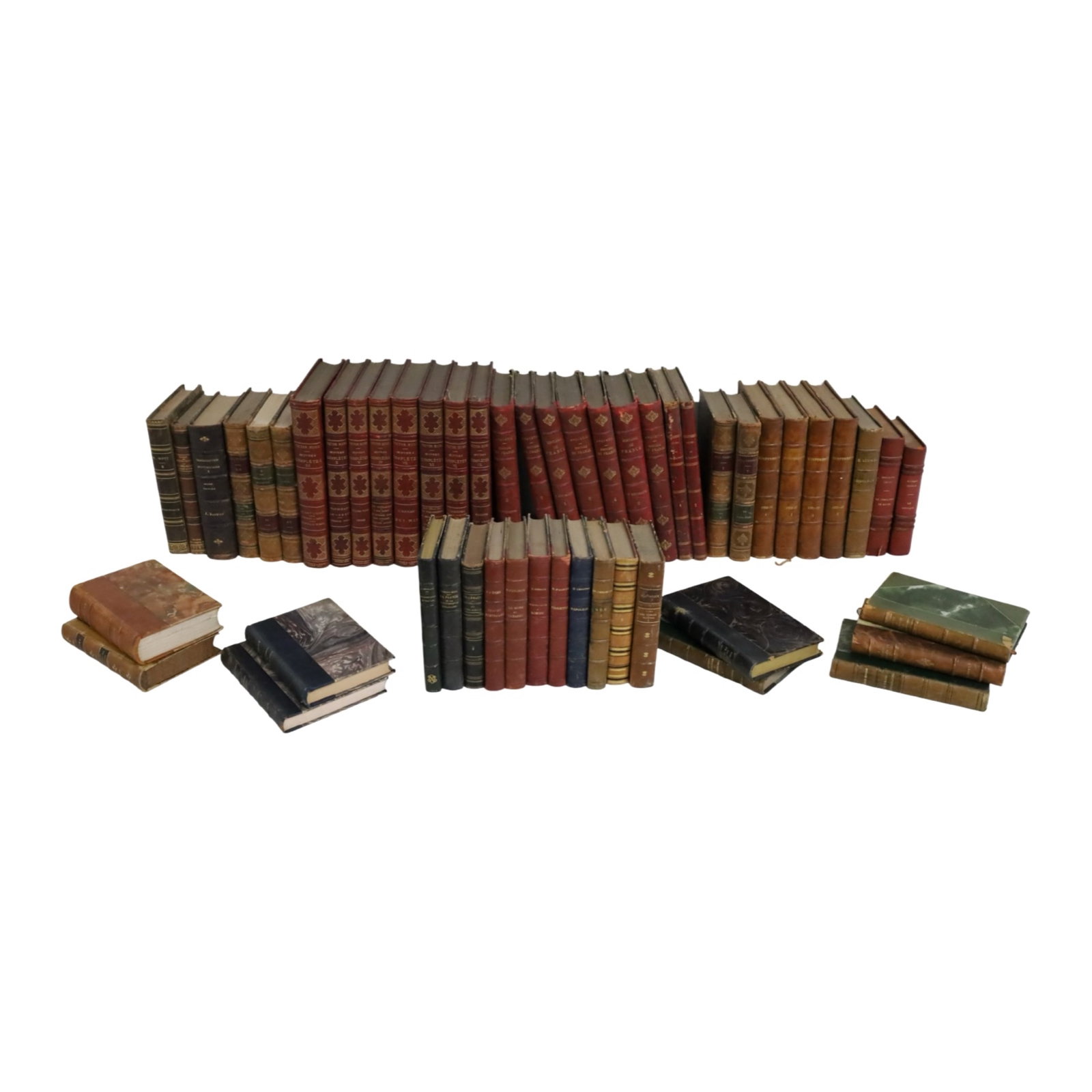 52PC LOT OF ANTIQUE FRENCH LEATHER BOUND BOOKS (1 of 2)