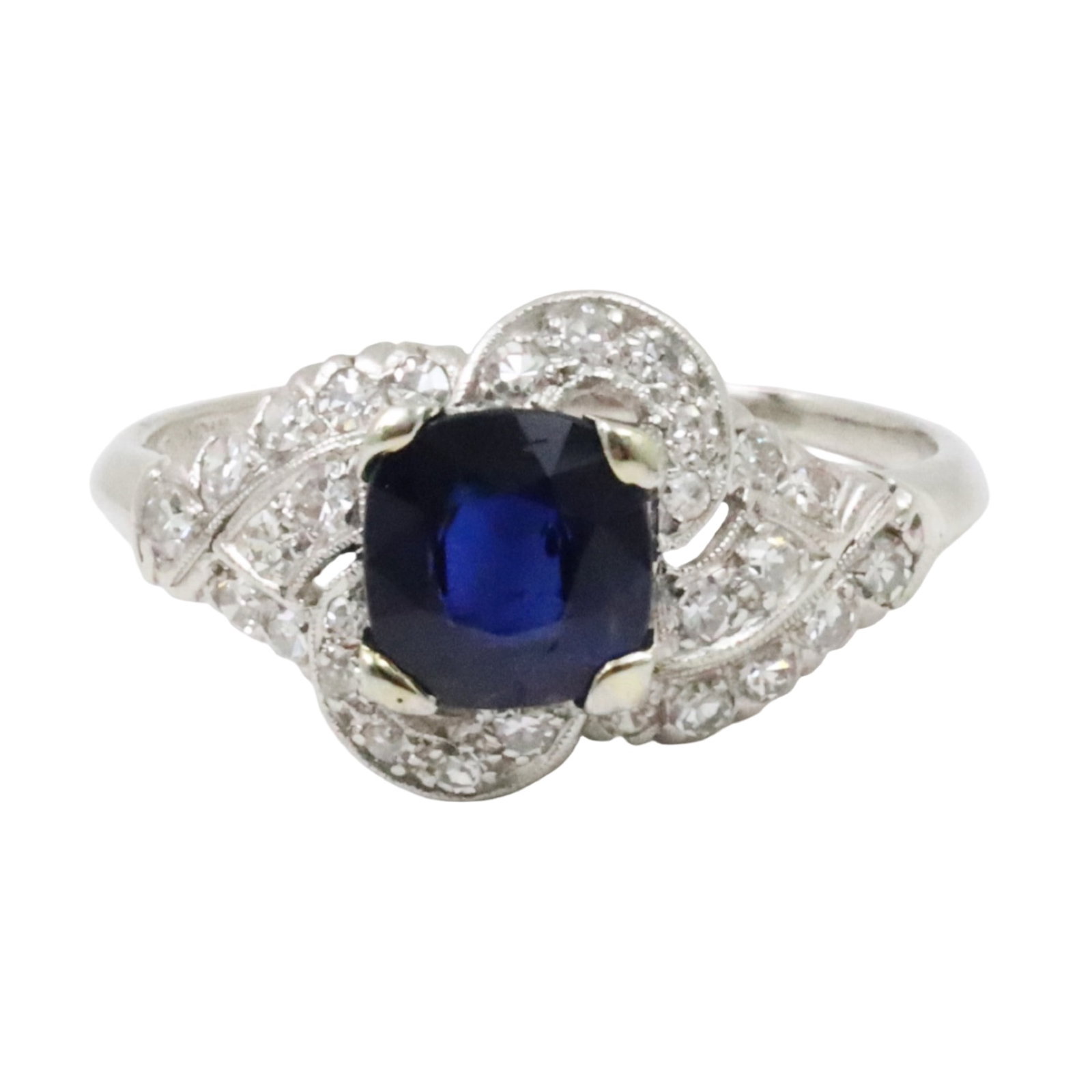 PLATINUM BURMESE SAPPHIRE AND DIAMOND RING, GIA (1 of 8)