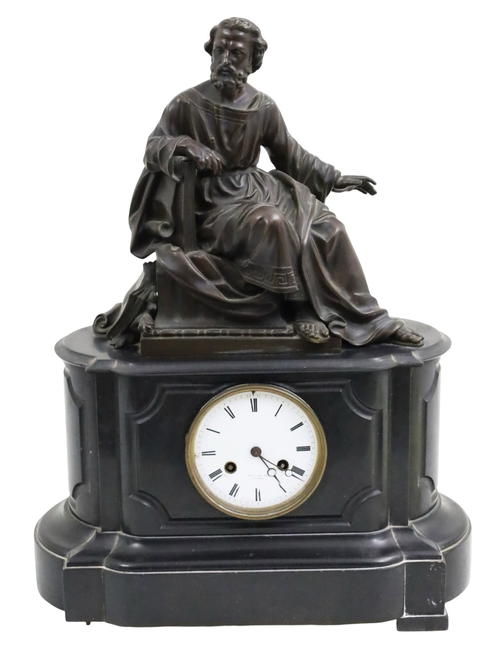 NAPOLEAN III BRONZE MARBLE FIGURAL MANTEL CLOCK (1 of 6)