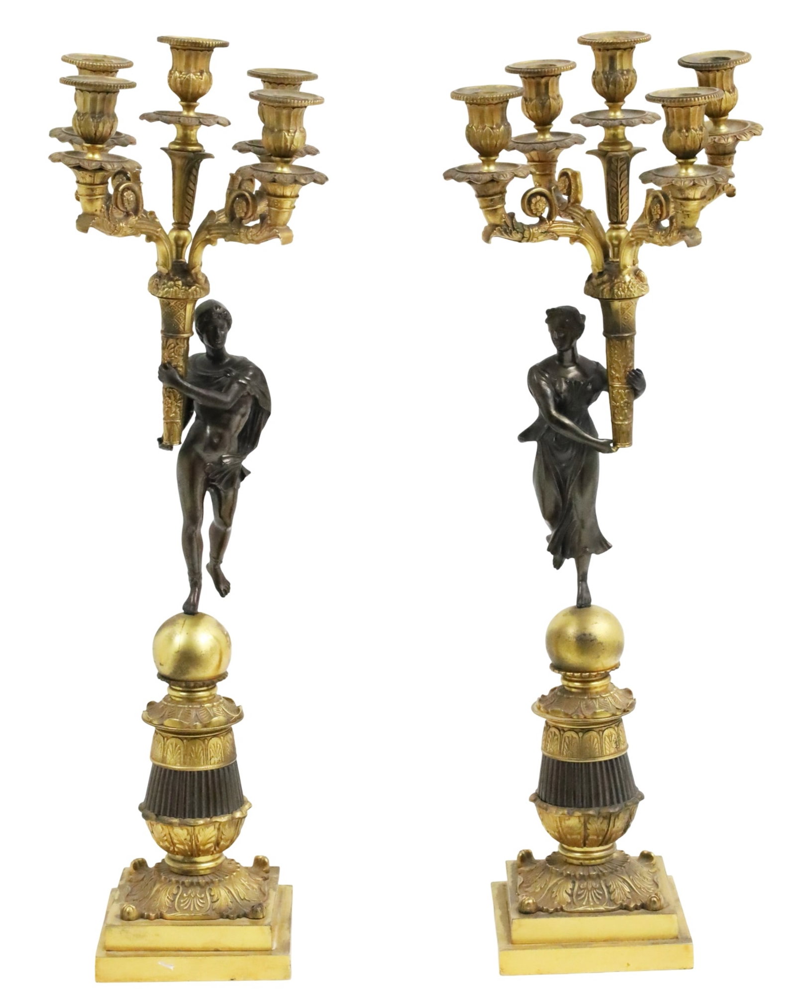 PR FRENCH GILT BRONZE FIGURAL CANDELABRA (1 of 5)