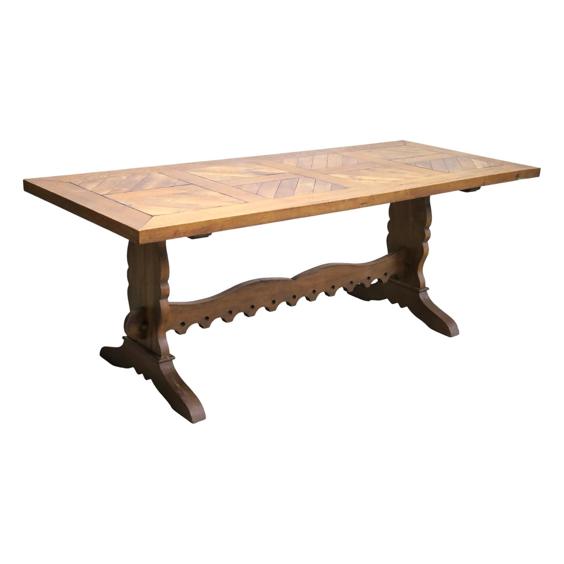 FRENCH PROVINCIAL PARQUETRY TOP DINING TABLE (1 of 6)