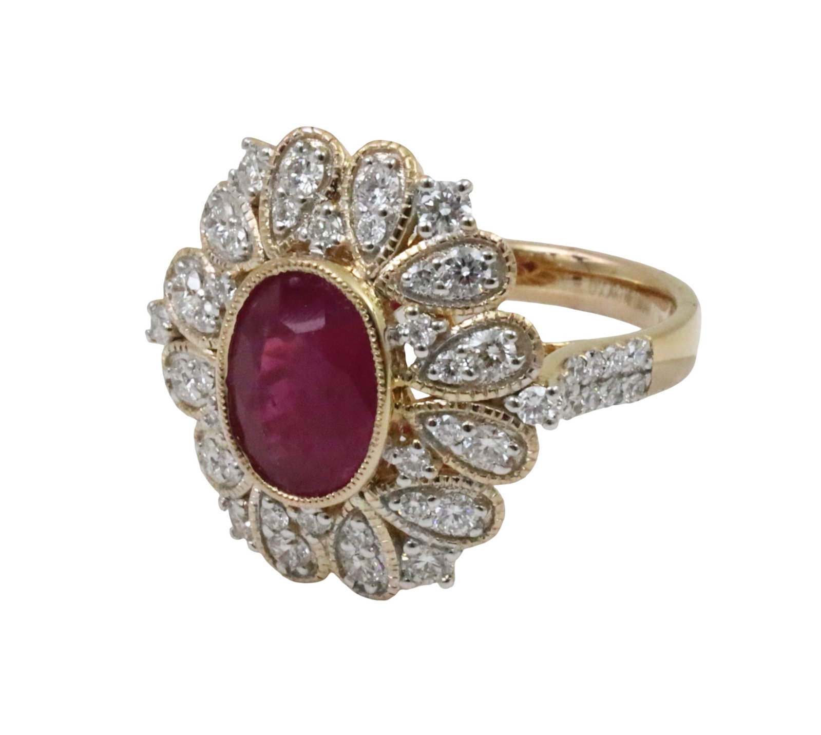 PLATINUM BURMESE RUBY AND DIAMOND RING, GIA: Platinum ring with 2.91ct GIA Burmese ruby surrounded by 1.03cts of VS1-VS2 diamonds . size 6.75 . gross weight 9.1grams. Please see all photos, appraisal, and GIA#6233645472 Note: this lot must be pa