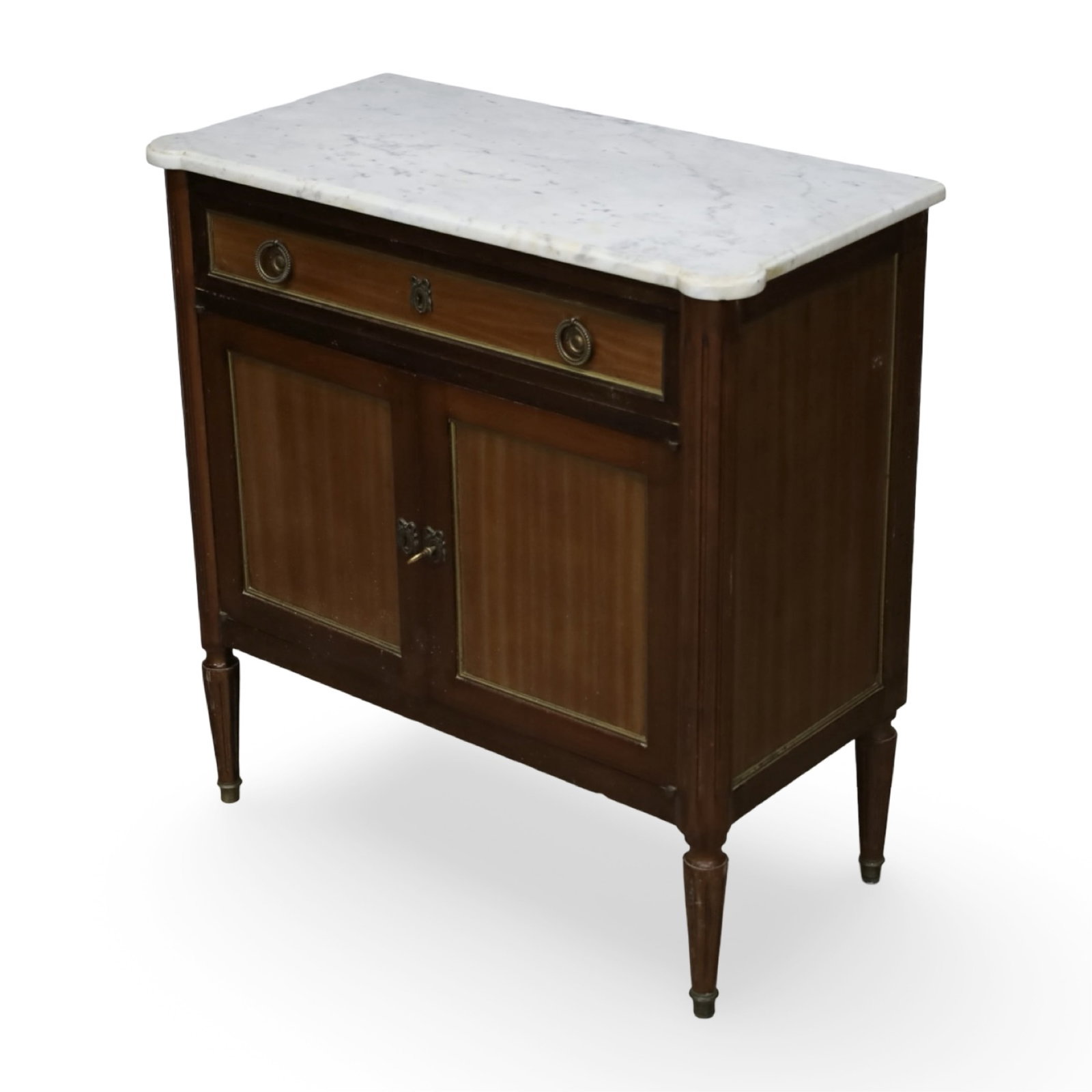 FRENCH LOUIS XVI STYLE MAHOGANY MARBLE-TOP CABINET (1 of 6)