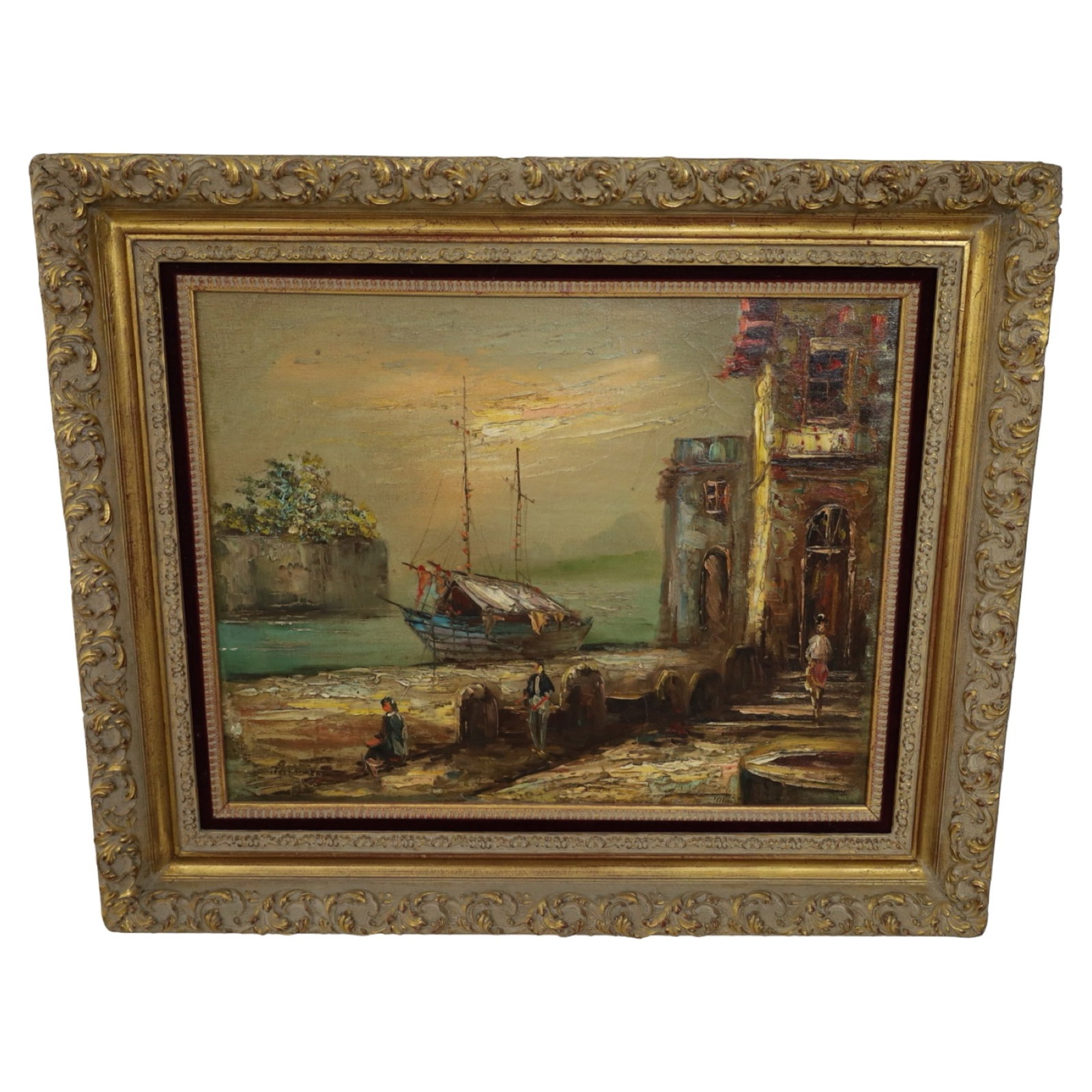 EUROPEAN SCHOOL MEDITERRANEAN HARBOR OIL ON CANVAS (1 of 6)