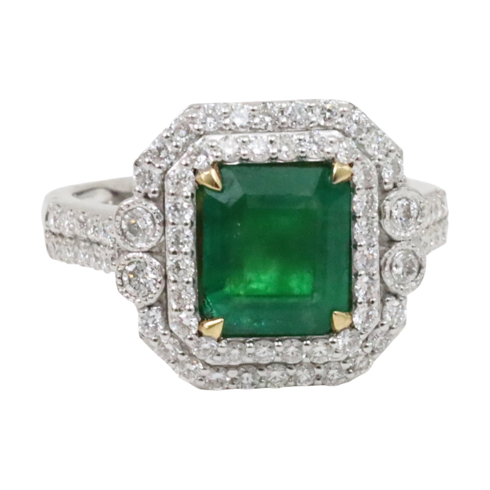 PLATINUM EMERALD AND DIAMOND RING, GIA (1 of 8)